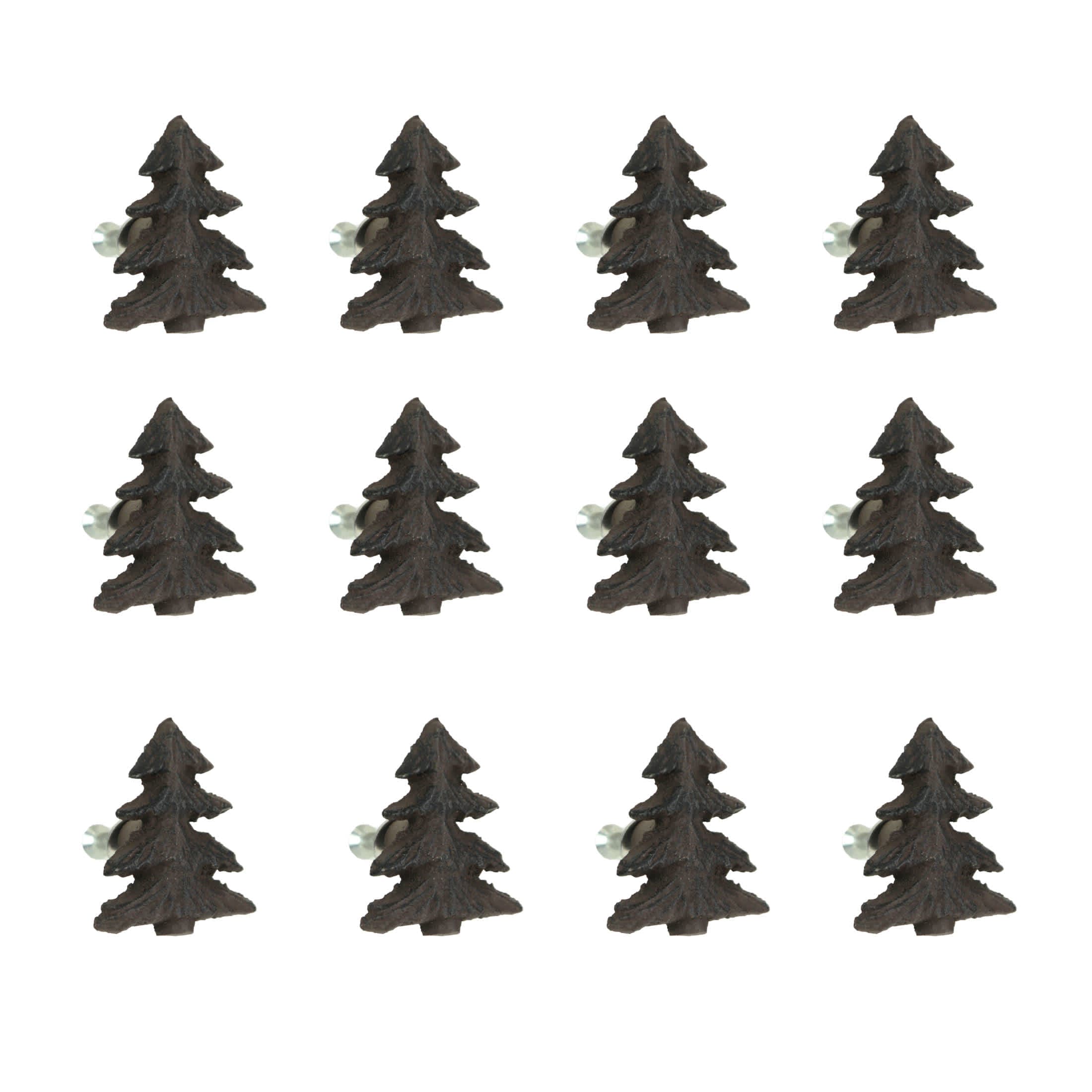 Things2Die4 MRC-11174-SET12 Set of 12 Rustic Brown Metal Art Woodland Pine Tree Drawer Pulls
