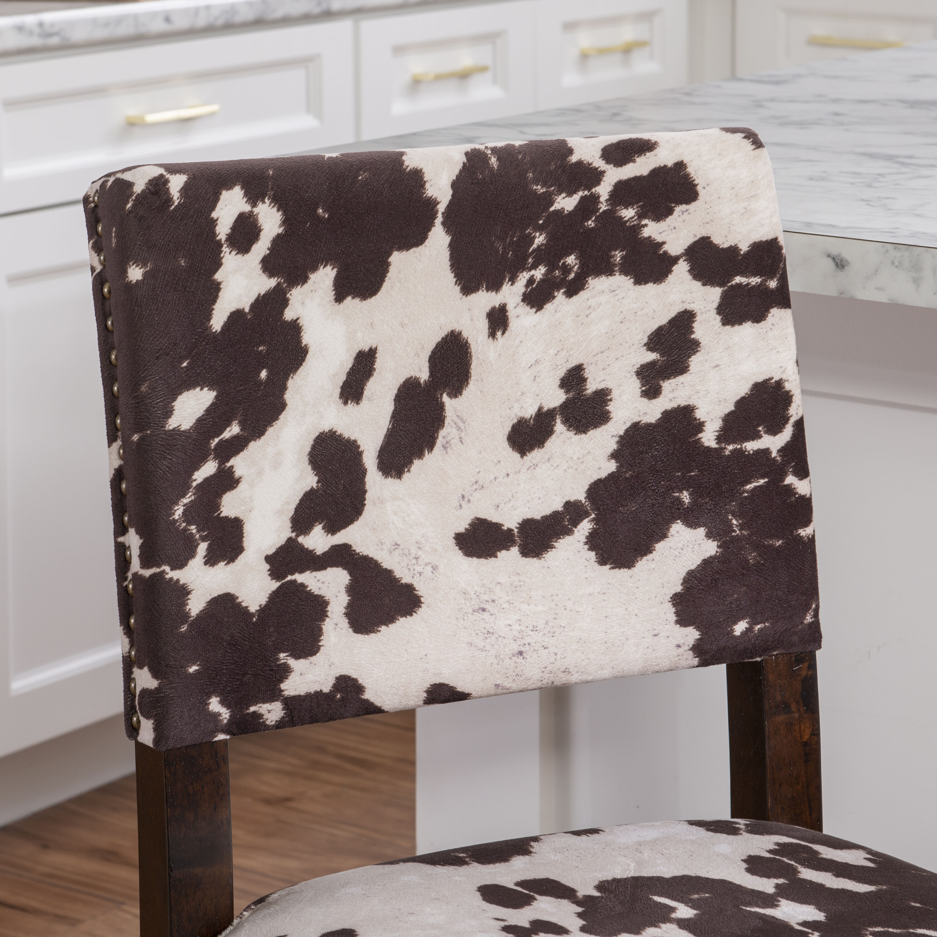 Corey 24" Brown and Ivory Cowhide Counter Stool