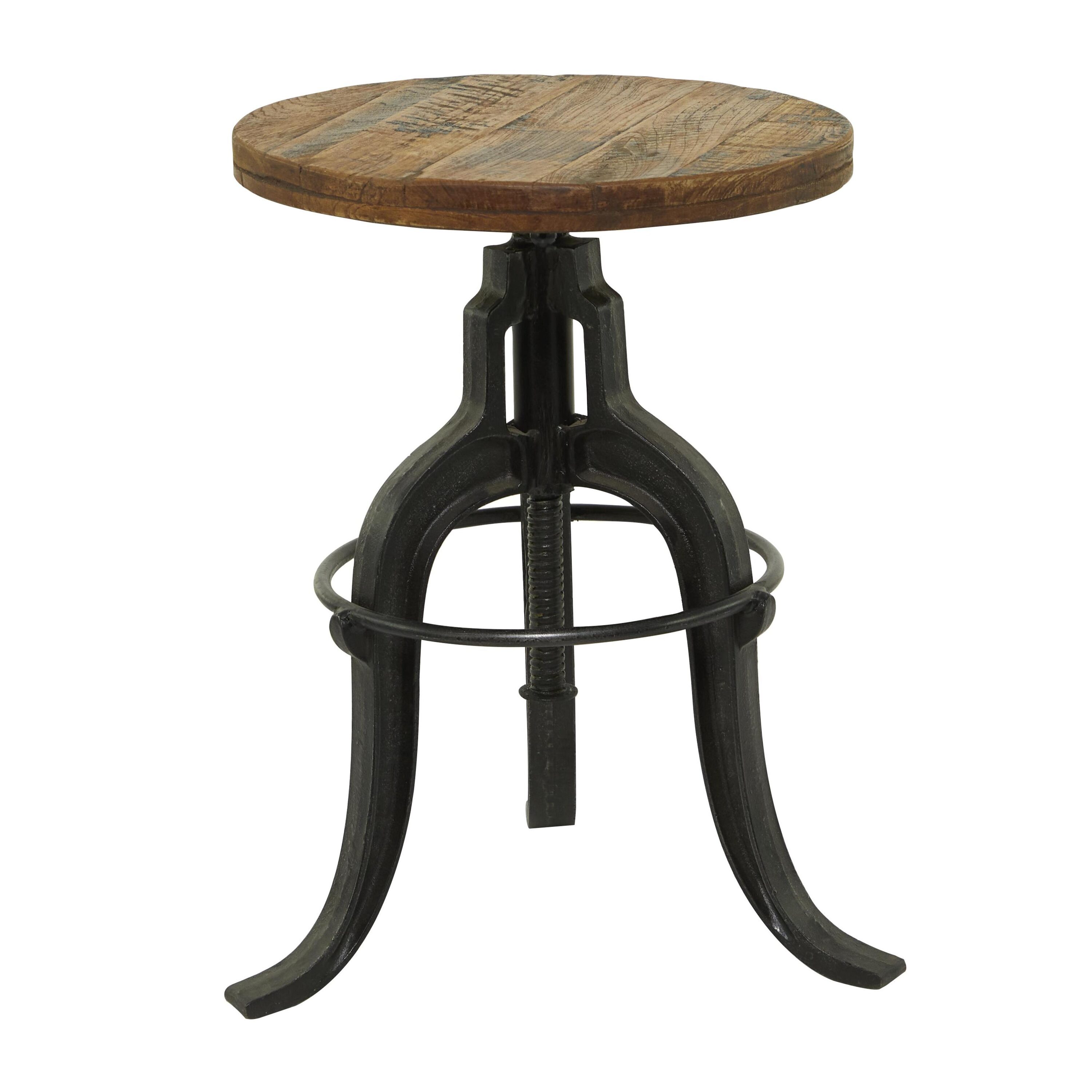 Round Reclaimed Wood Industrial Dining Height Stool