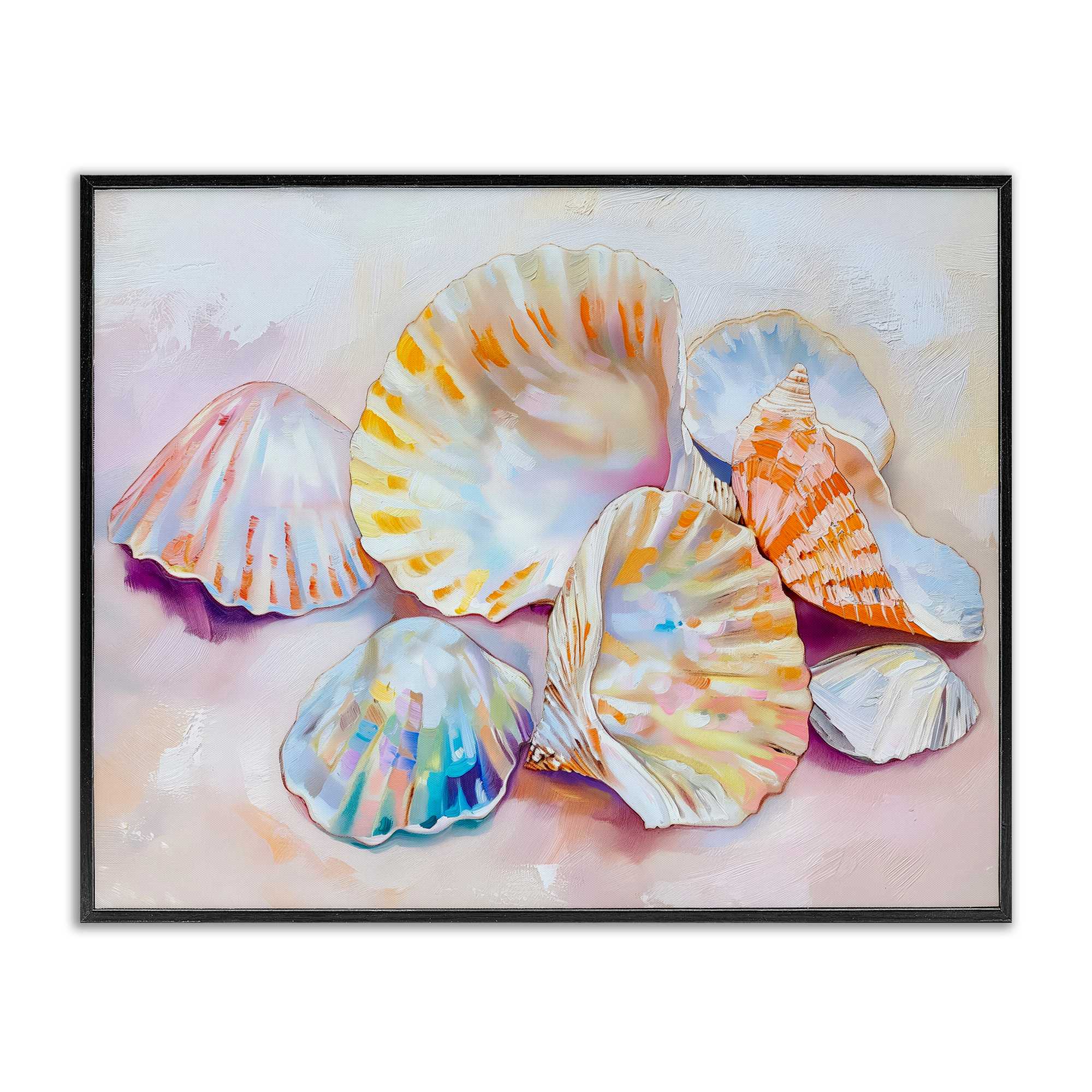Stupell Industries BT-686-FR-24X30 Pile of Various Seashells Black Framed Giclee Art By Arlington Prints 30 x 24