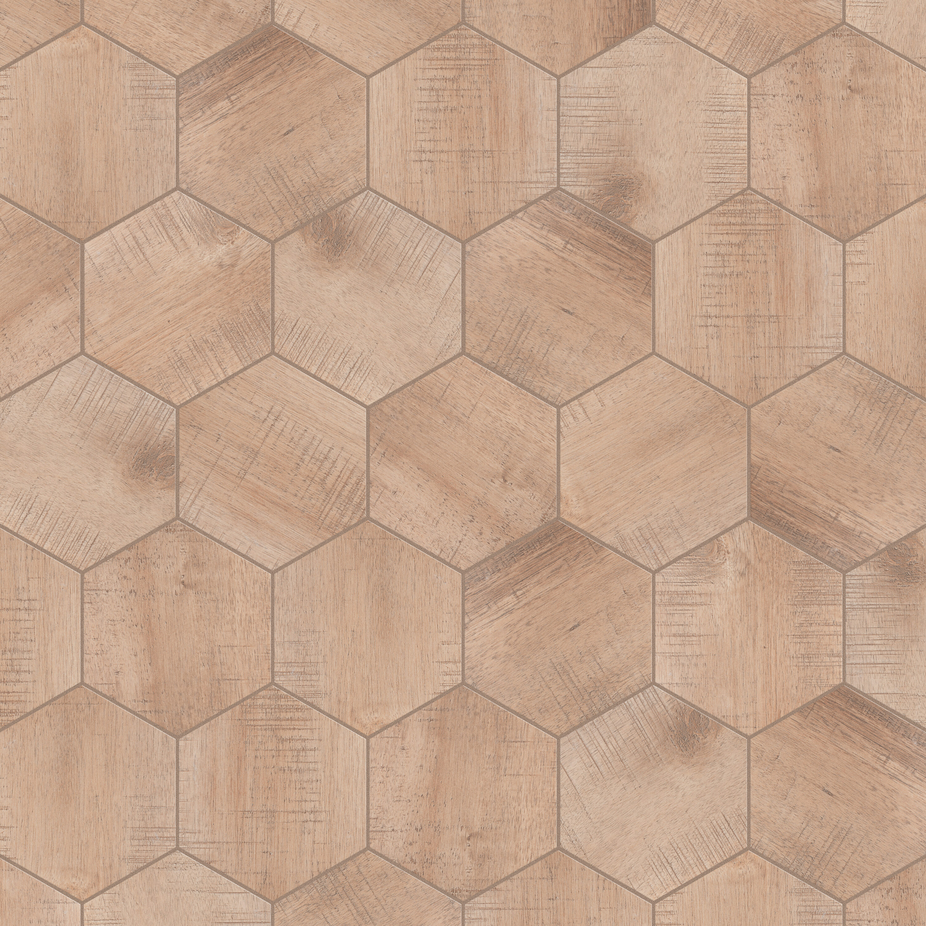 Sawnwood Brown Hexagon Porcelain Wood Look Tile