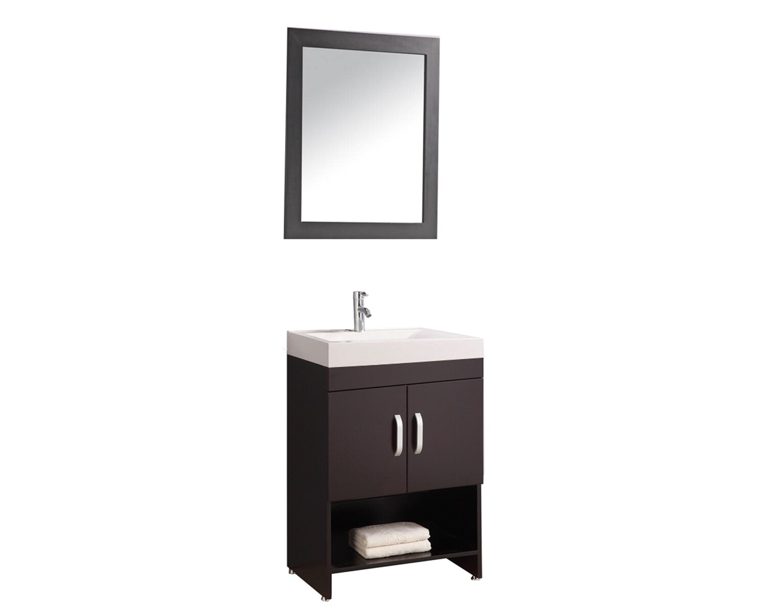 MTD Vanities MTD-8157E 24-in Espresso Single Sink Bathroom Vanity with White Acrylic Top (Mirror and Faucet Included)