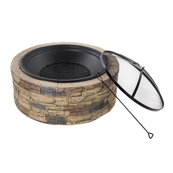 Brown Stone Wood Burning Fire Pit, Wood Burning Stone Fire Pit