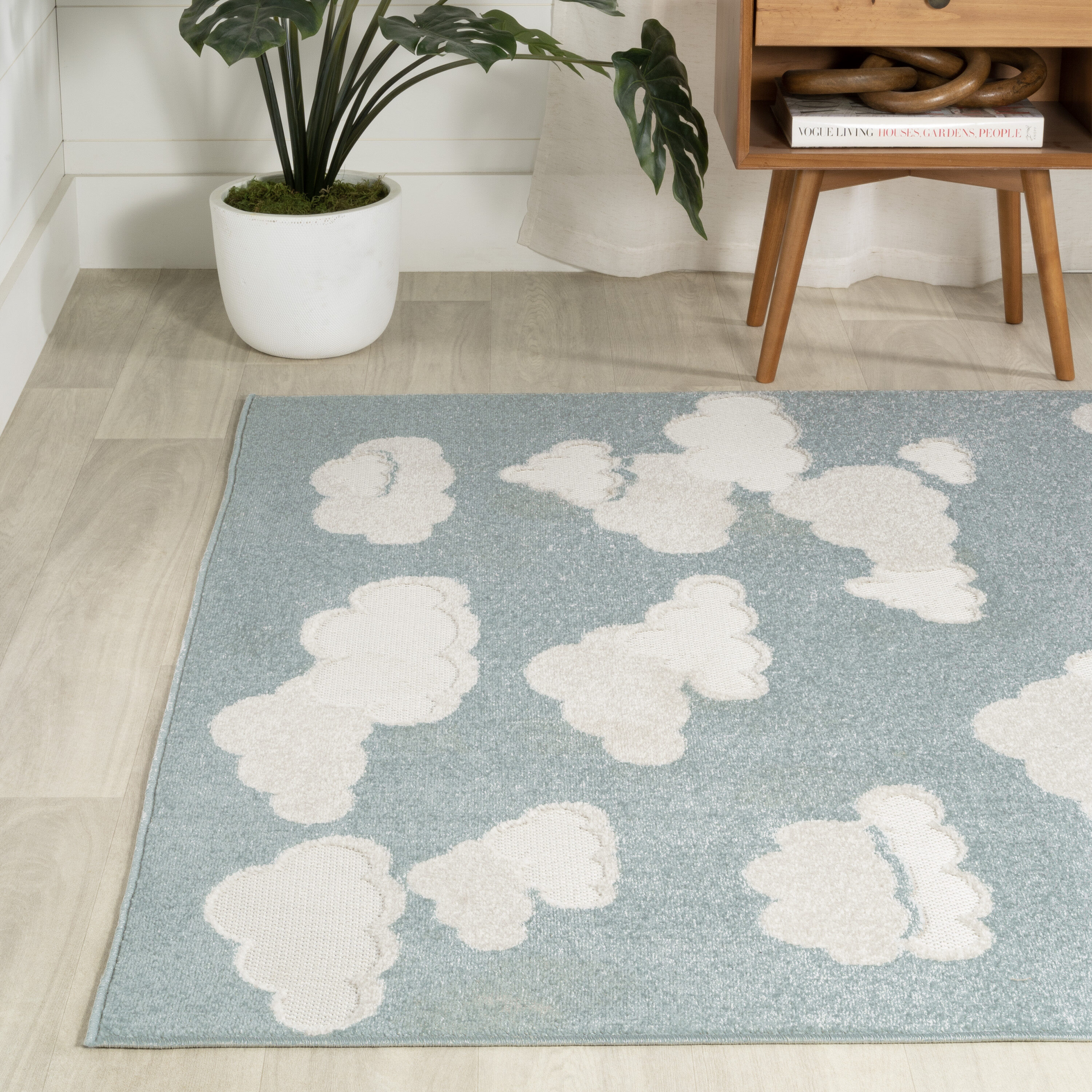 Hedwig Blue and Ivory Cloud Scandi 3x5 Area Rug