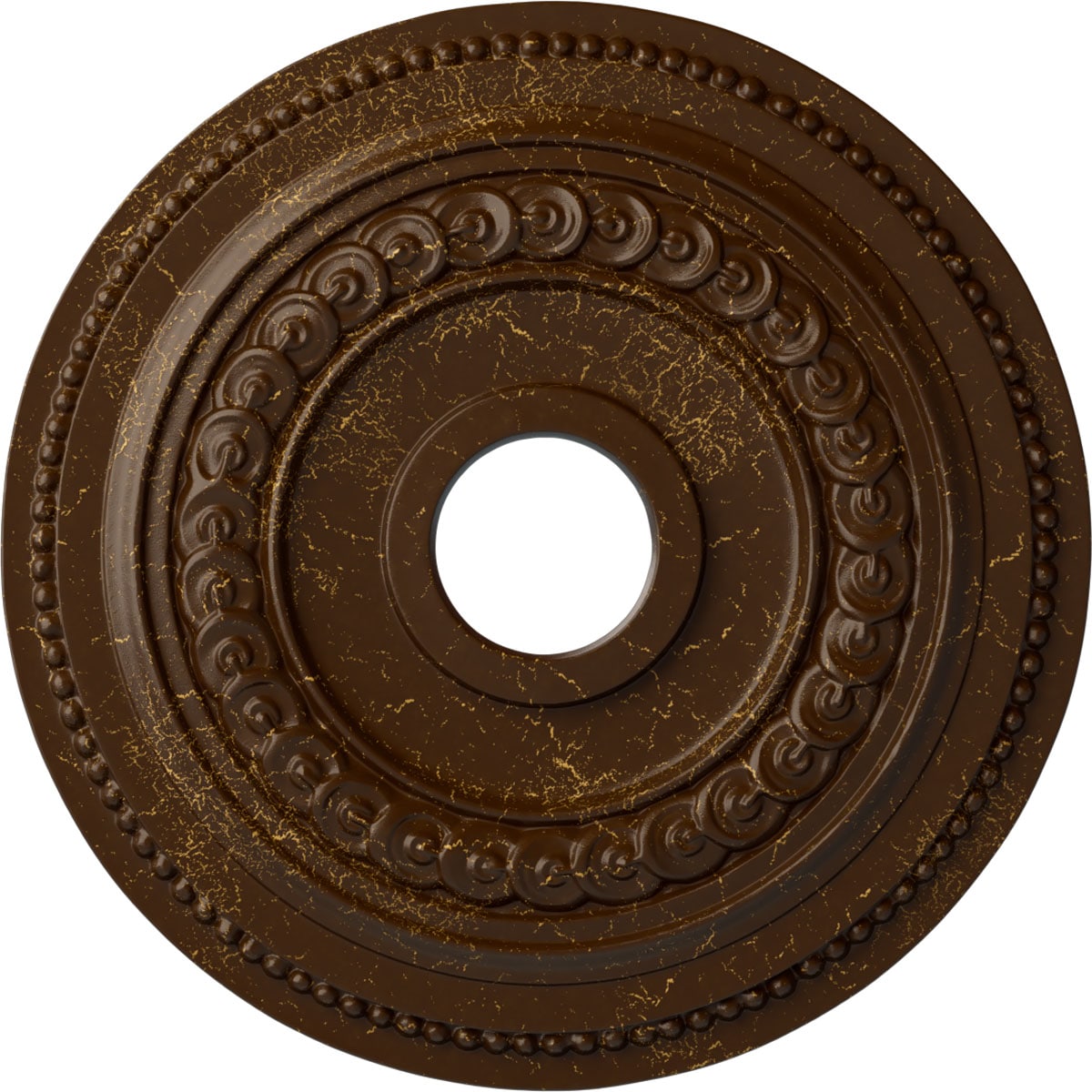 Ekena Millwork CM18OL1RBC Oldham 18-in W x 18-in L Painted Root Beer Crackle Polyurethane Whole Ceiling Medallion