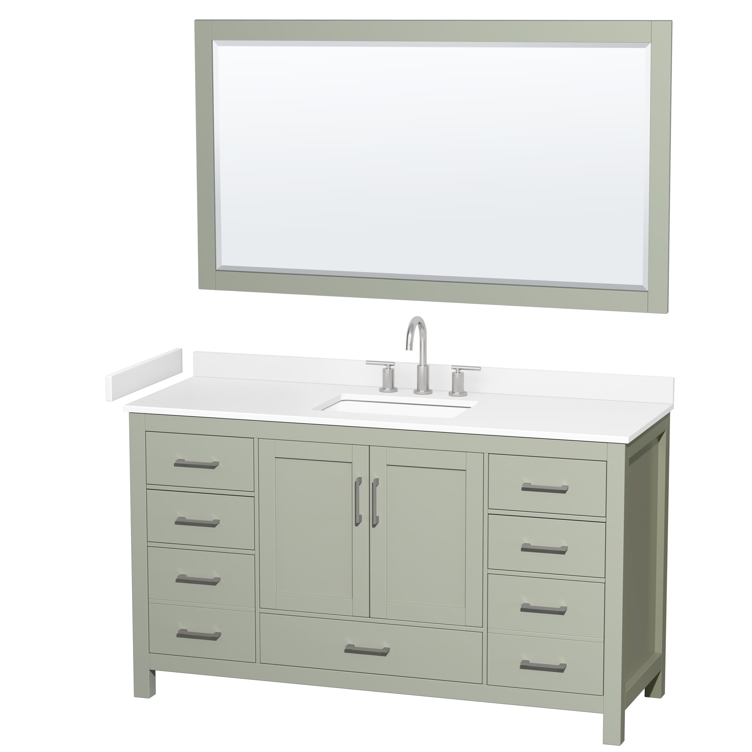Wyndham Collection - Sheffield 60-in Light Green with Brushed Nickel Trim Undermount Single Sink ...