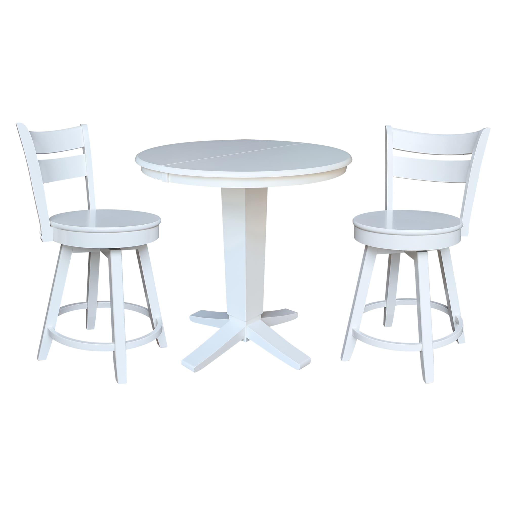 International Concepts K08-36RXT-23-S800SW2 White Traditional Dining Room Set with Round Table ( Seats 4 )
