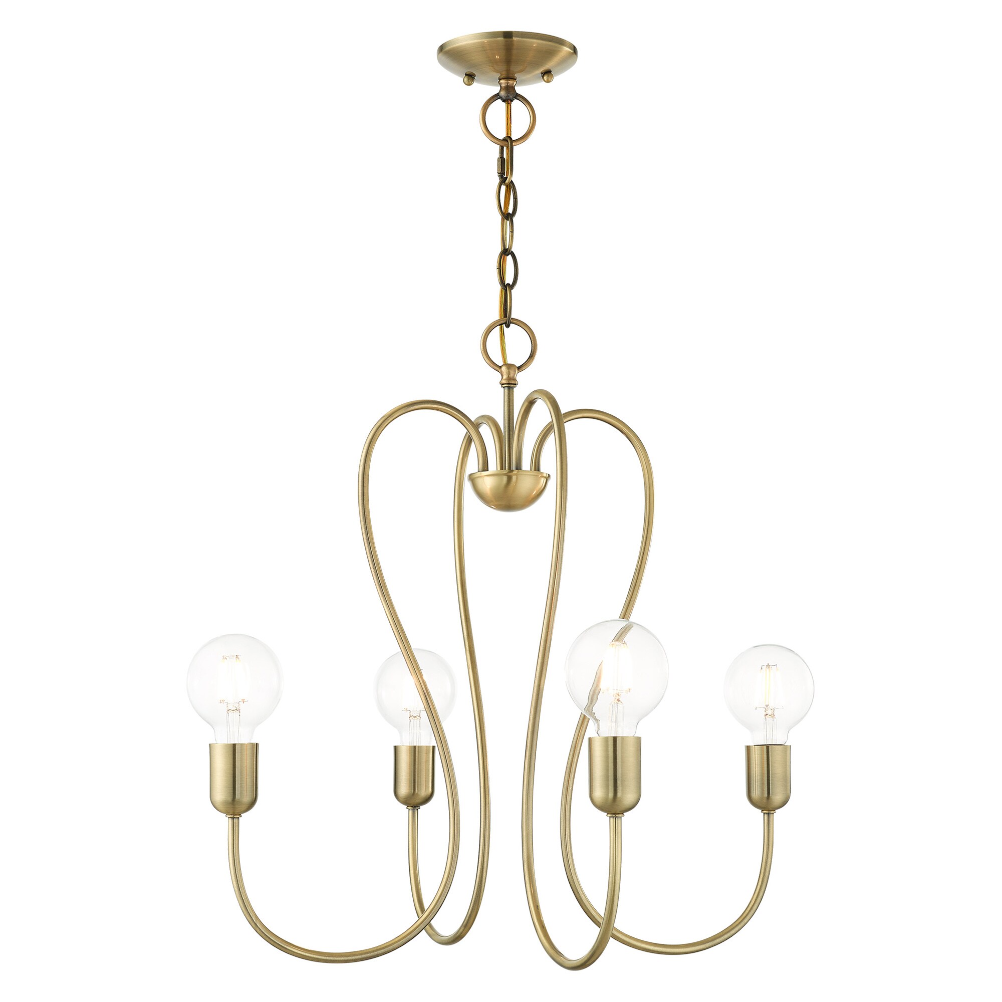 Livex Lighting 41364-01 Lucerne 4 -Light Antique Brass Traditional For Use in Bathrooms, Bedrooms, Dining Rooms, Foyers, Kitchens, Living Rooms Chandelier