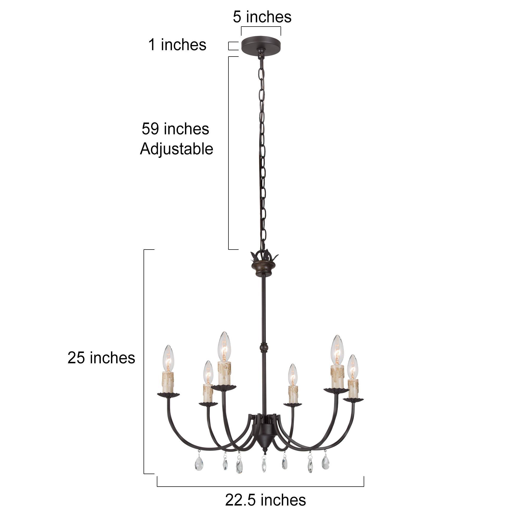 LNC Harton 6-Light Oil-Rubbed Bronze Farmhouse LED Dry rated Chandelier ...