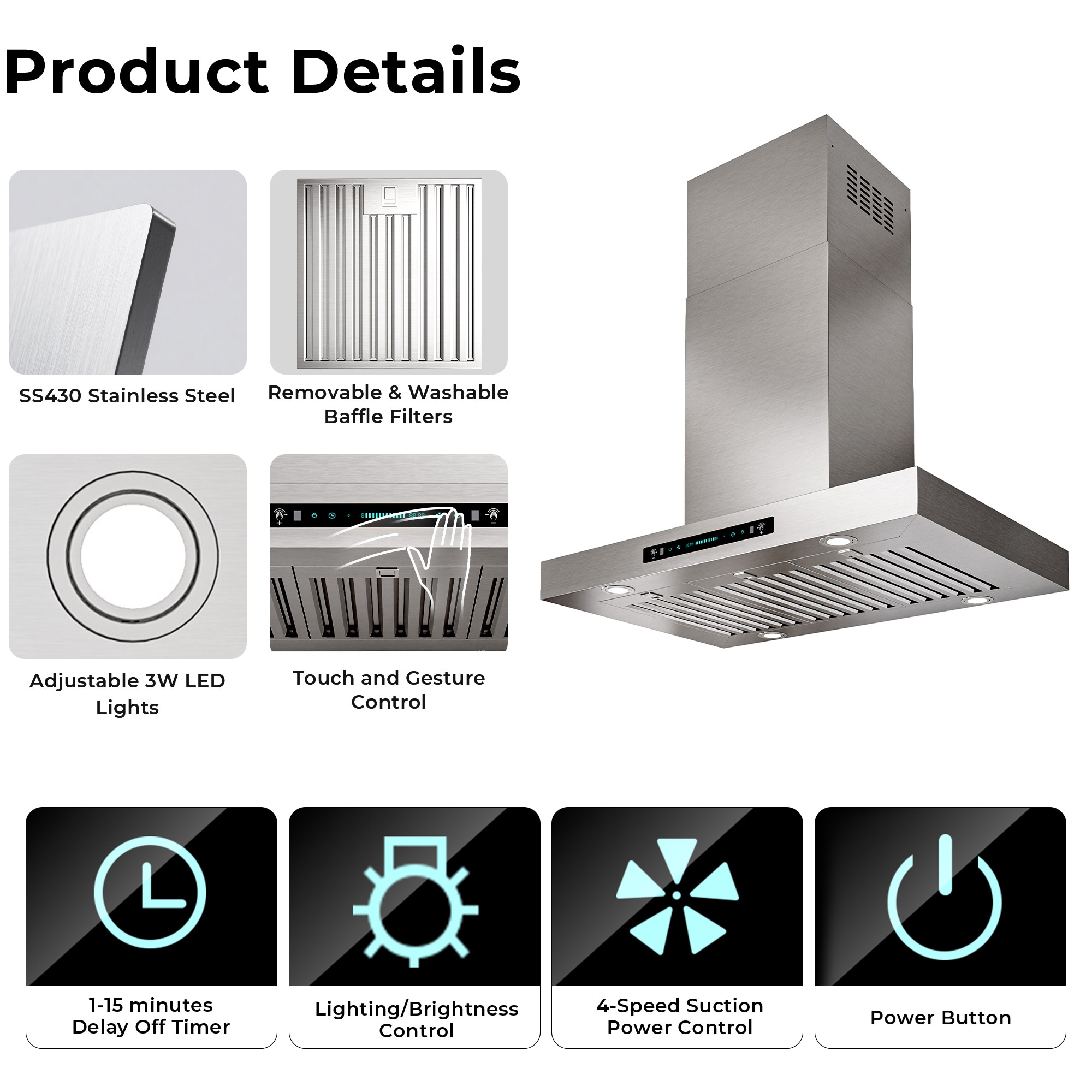 DZS DIKIS02-36 Island-Range-Hoods - View #8