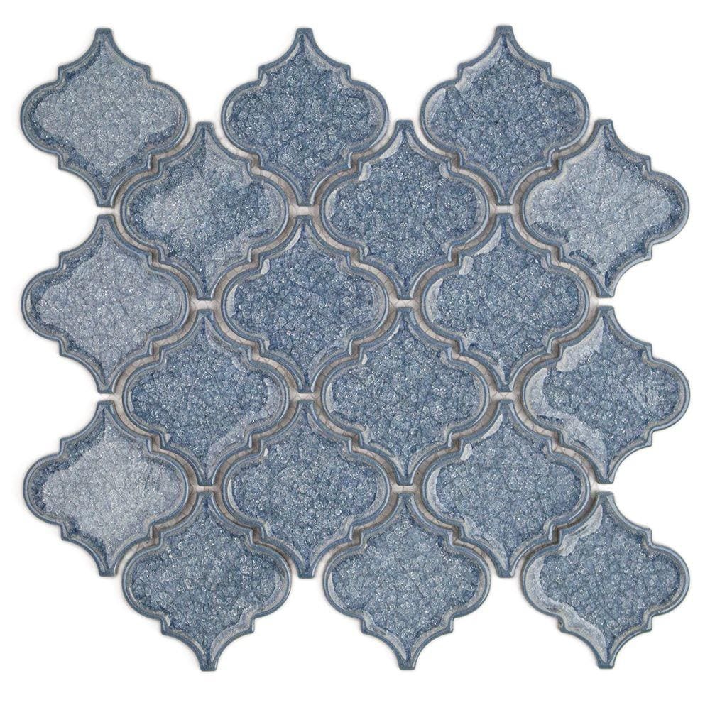 Artmore Tile EXT3RD102302 Sample- Graeco Blue 3-in x 6-in Polished Glass Patterned Floor and Wall Tile