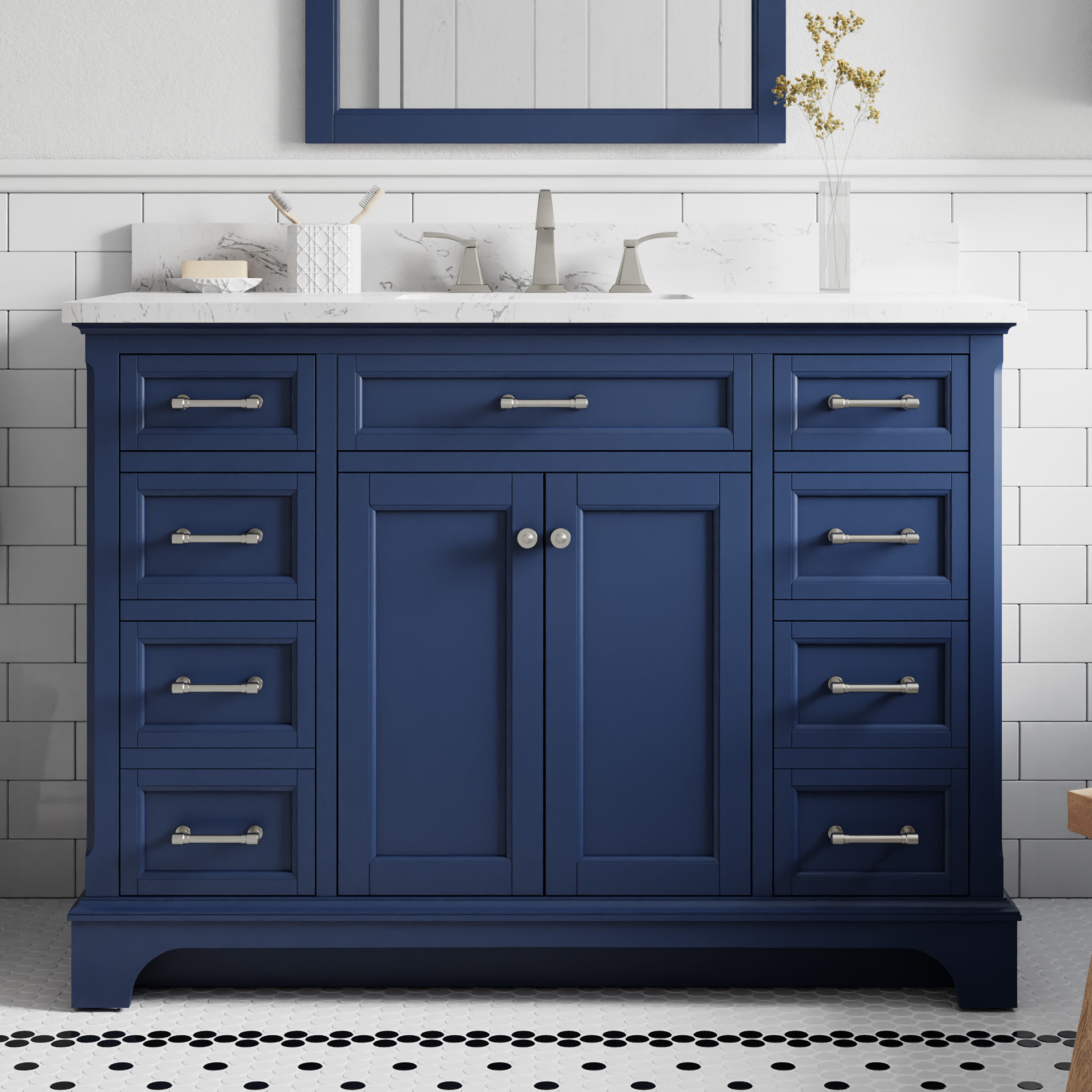 allen + roth Roveland 48-in Royal Navy Undermount Single Sink Bathroom ...