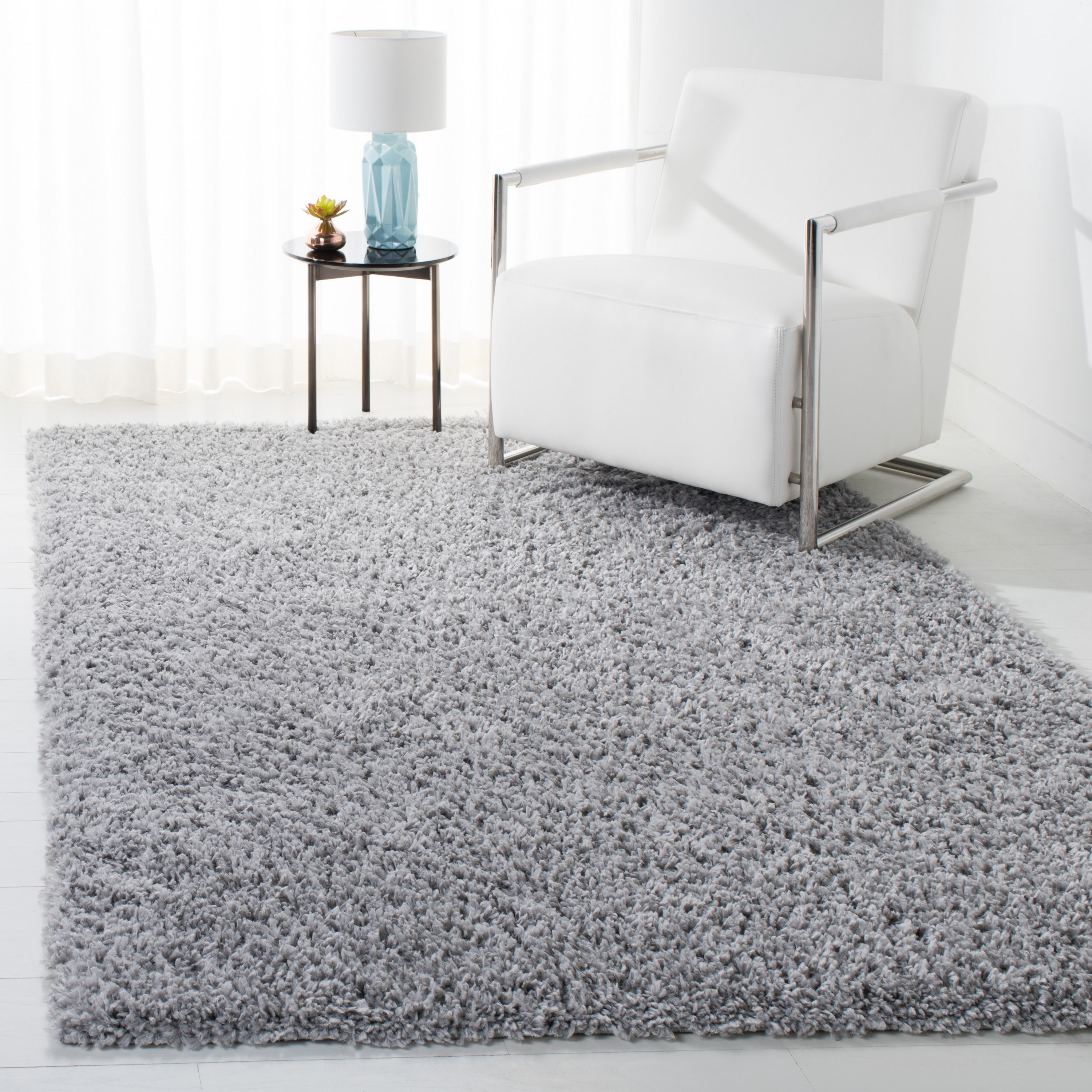 Safavieh AUG200G-9 August Shag 9 x 12 (ft) Loomed Polypropylene Silver Rectangular Indoor Solid Farmhouse/Cottage Area rug