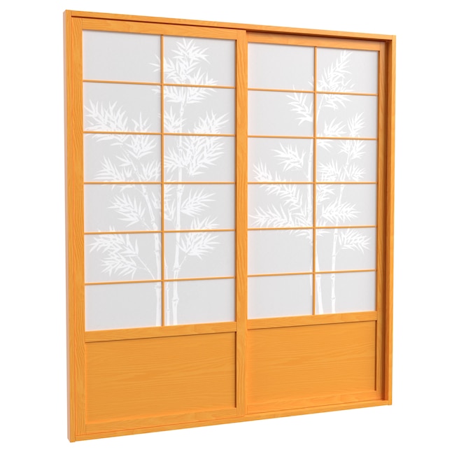 Red Lantern Oriental Furniture 72-in x 82-in Honey 2-Panel Square Stained Pine Wood Sliding Door (Hardware Included) Red Lantern Oriental Furniture 72-in x 82-in Honey 2-Panel Square Stained Pine Wood Sliding Door (Hardware Included)