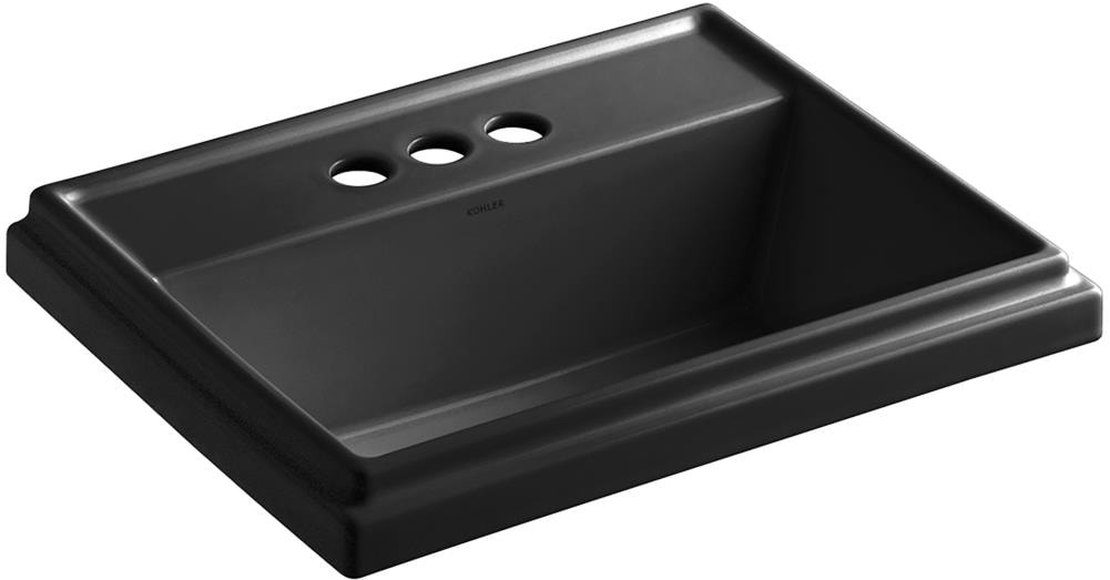 KOHLER Tresham Vitreous China Drop-In Rectangular Black Bathroom Sink ...