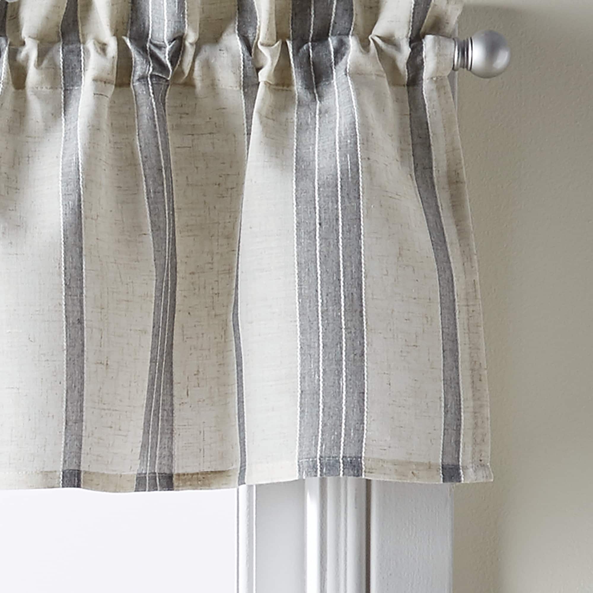 McKenzie Grey Striped Polyester Rod Pocket Valance