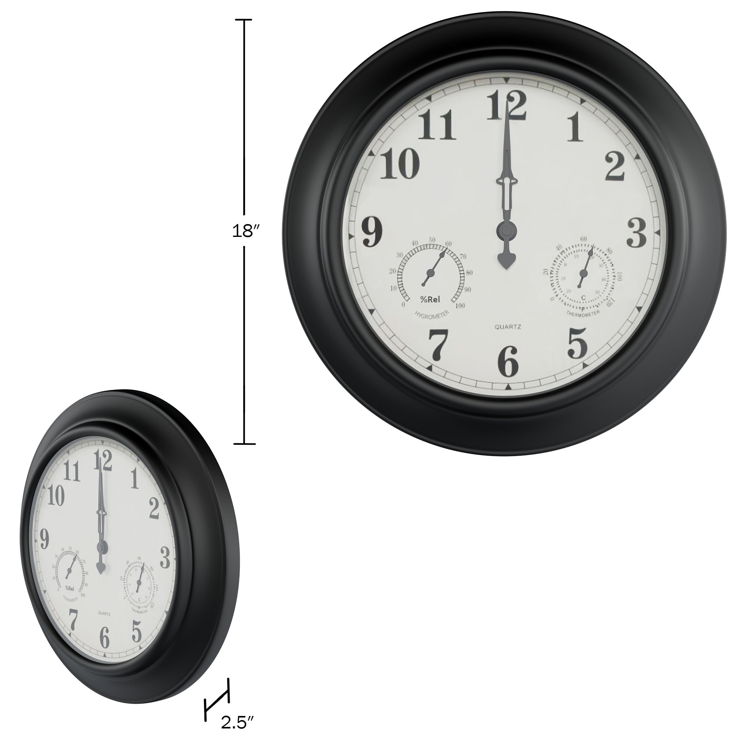 Nature Spring 106171GRO Thermometer-Clock - View #2
