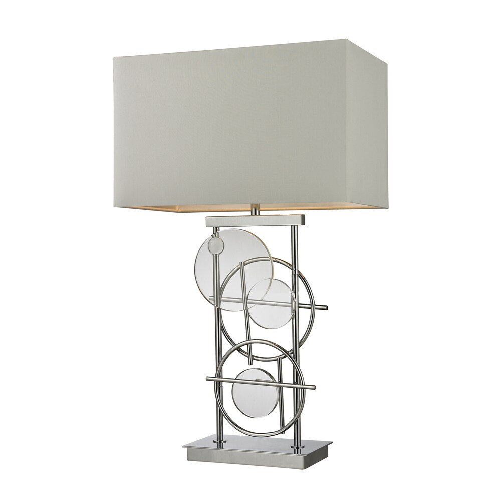 Westmore Lighting TL4142D Ottawa 10-in Clear Crystal and Chrome Standard 3-Way Switch Table Lamp with Fabric Shade