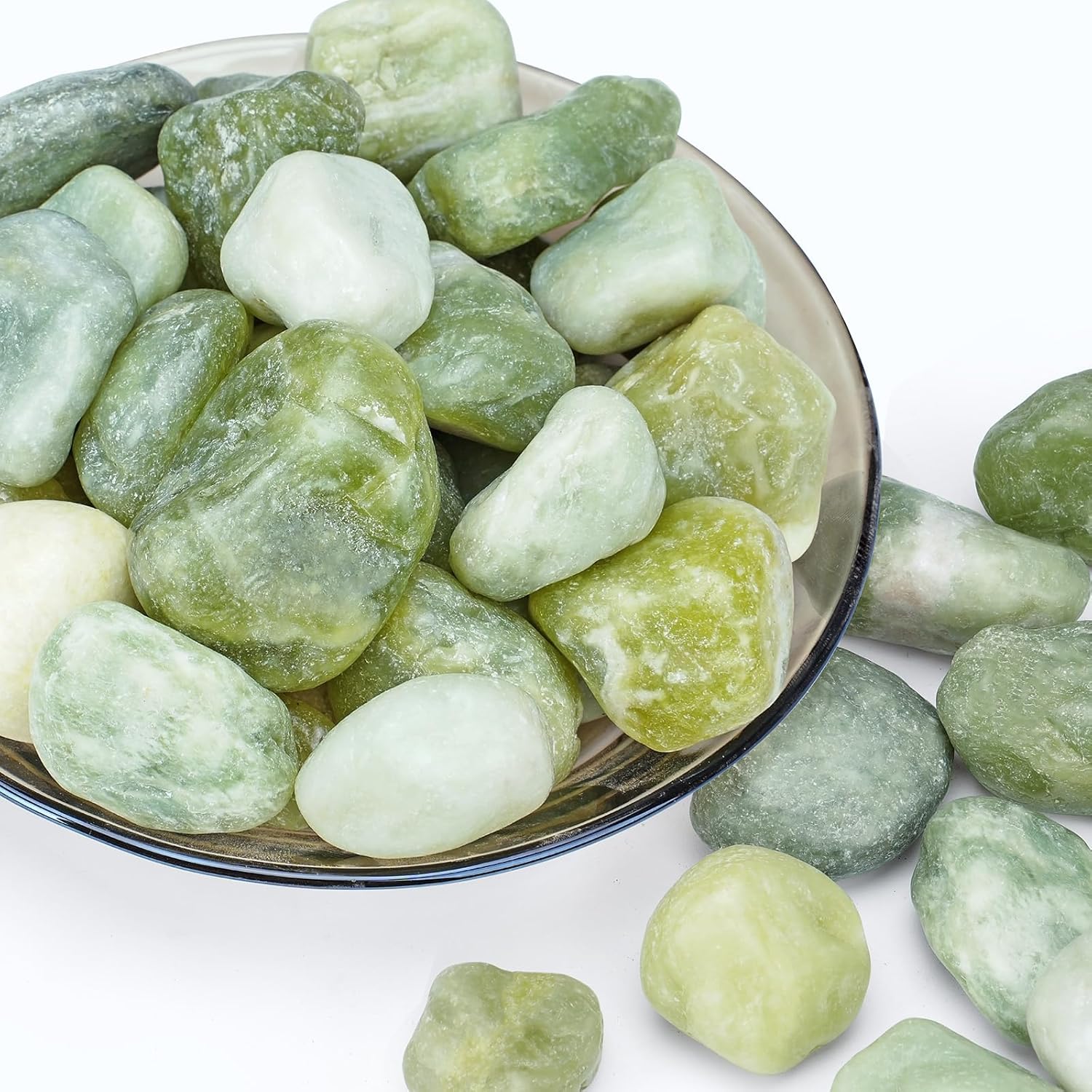 FANTIAN 15 lbs Jade Polished River Rocks 1-2 Inch Natural Decorative Pebbles for Landscaping Gardens Planters Vases and Walkways