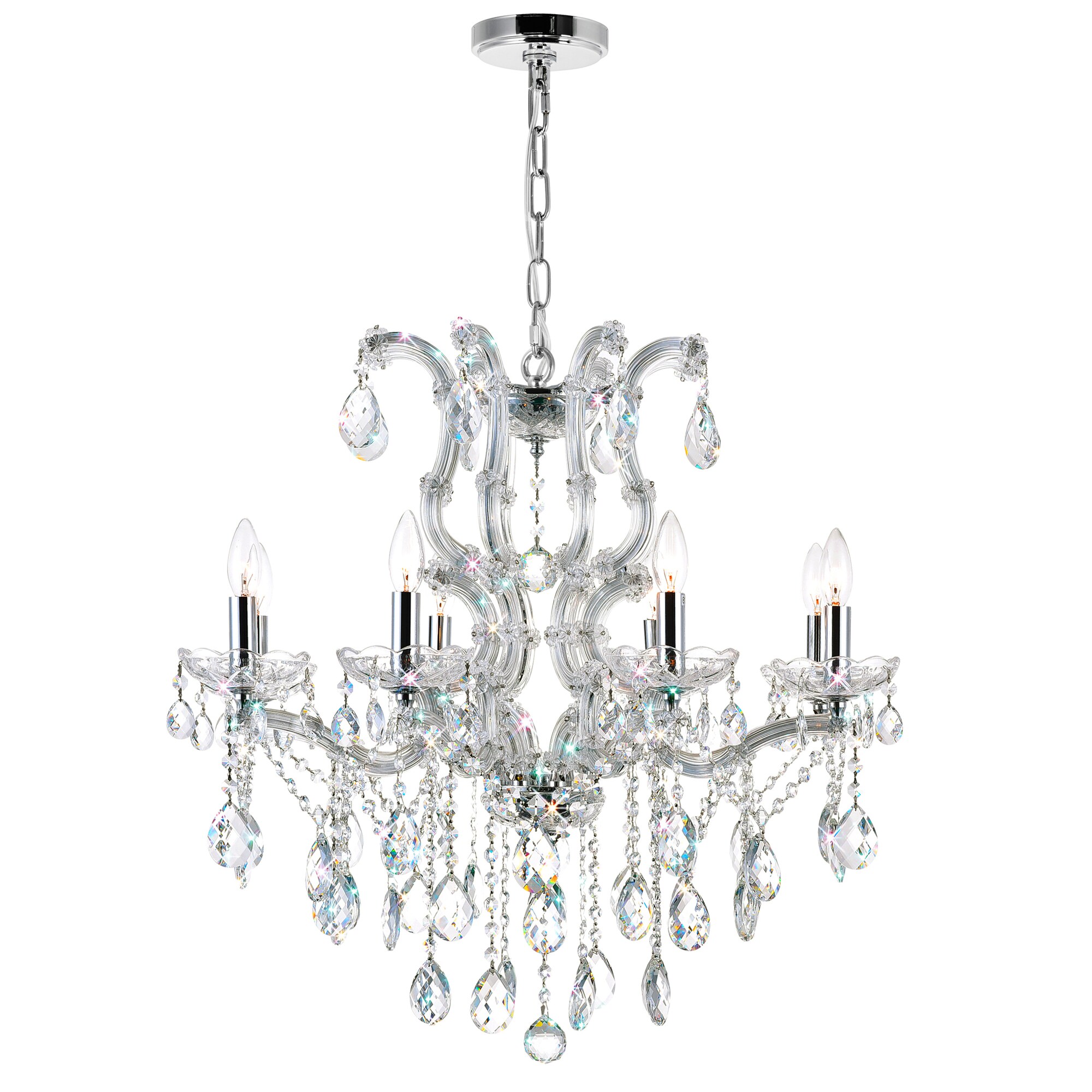 CWI Lighting 8312P28C-8 (CLEAR) Colossal 8-Light Chrome Glam LED Dry rated Chandelier
