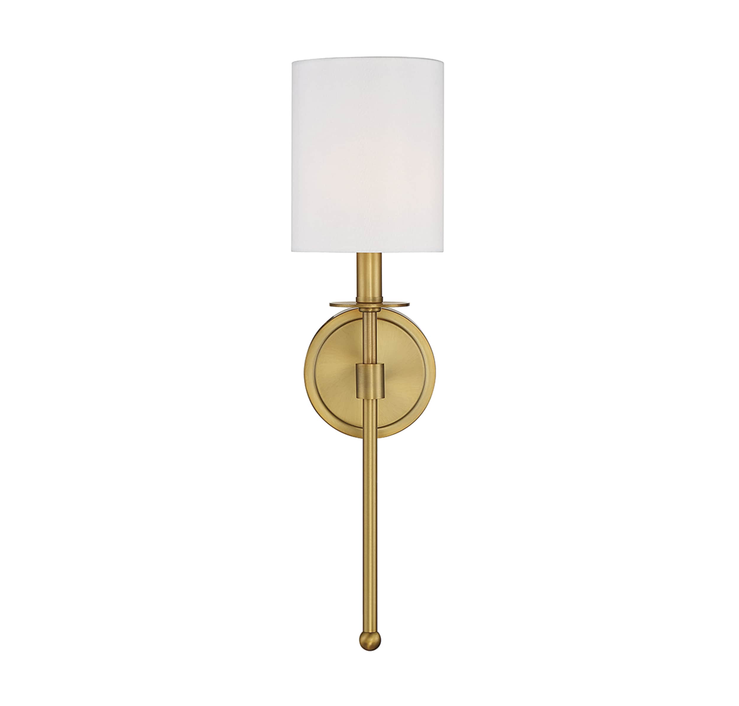 Elegant Natural Brass and White Fabric 20" Wall Sconce
