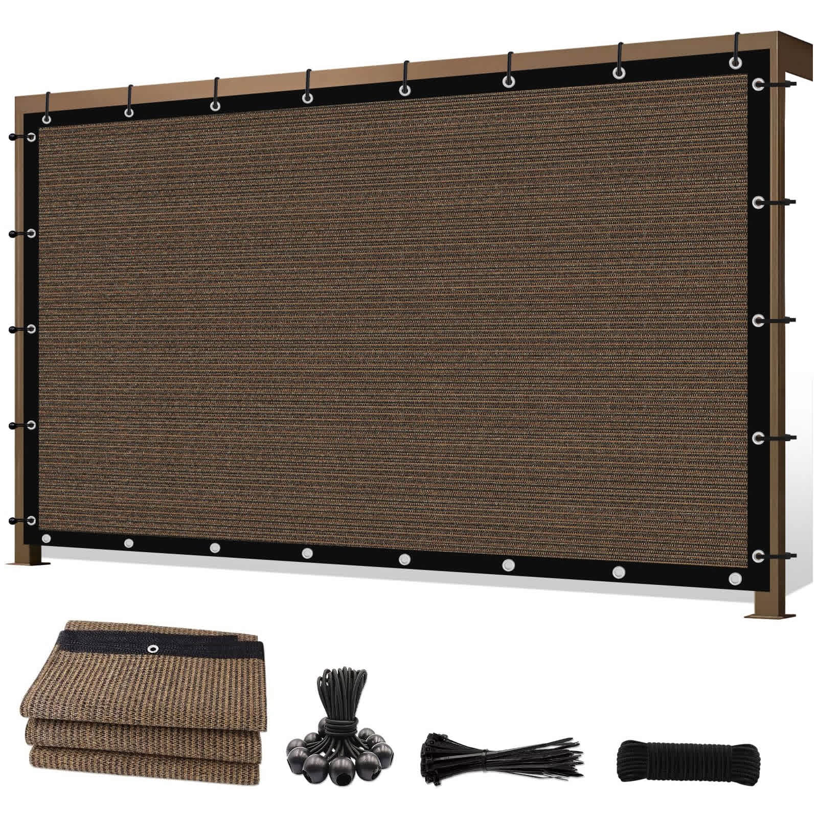 Etokfoks 12 ft x 20 ft 90 percent UV Block Sun Shade Cloth HDPE Patio ...