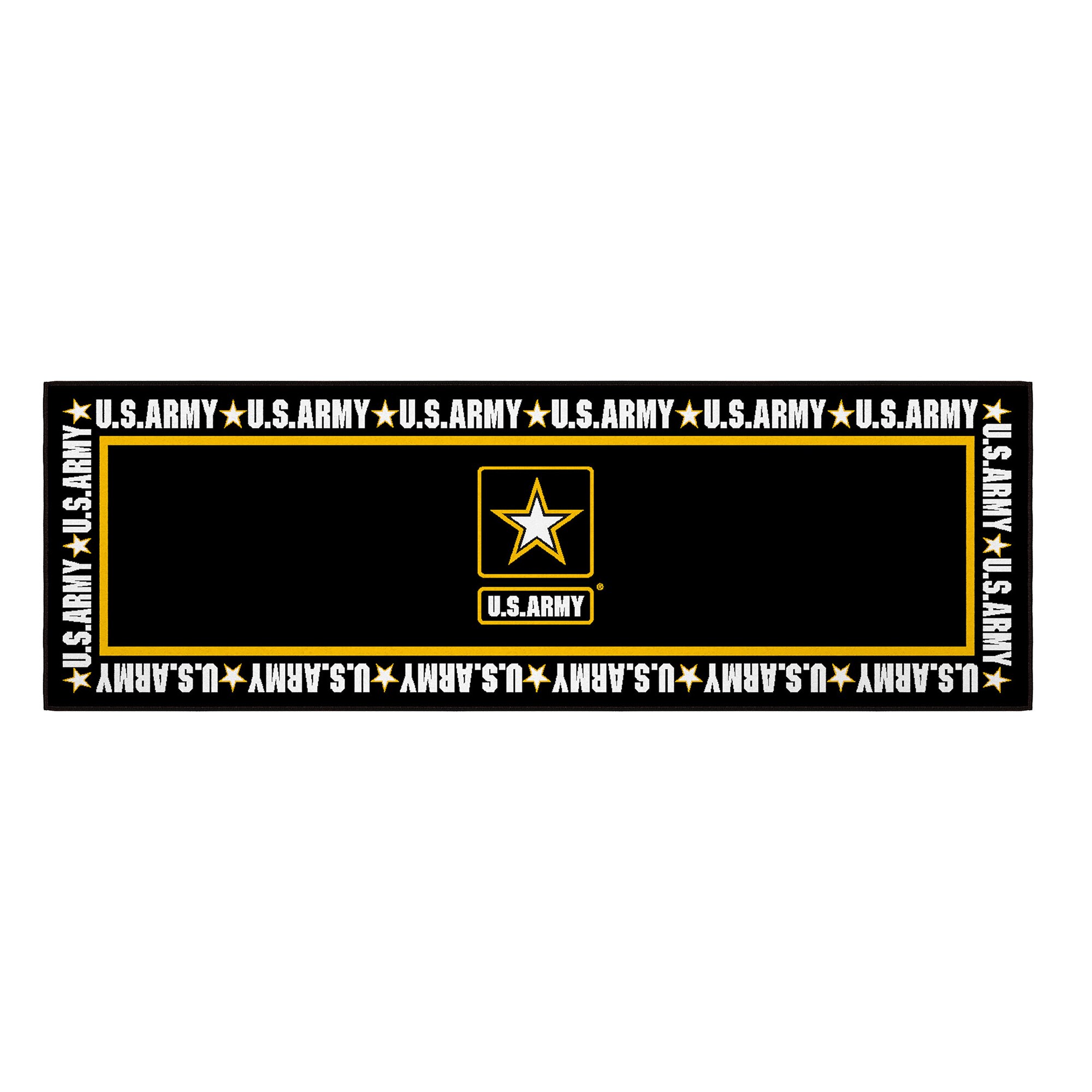 Ottomanson US Army Border Machine Washable Non-Slip Rubberback 2x5 Runner Rug, 20 inchx 59 inch, Black/Yellow, Size: 20 inch x 59 inch