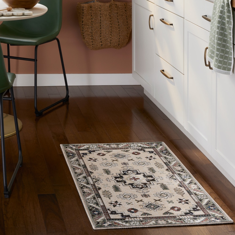 Town & Country Living 3-27592-100 2-ft x 3-ft Ivory/Black Polyester Rectangular Indoor Decorative Door mat