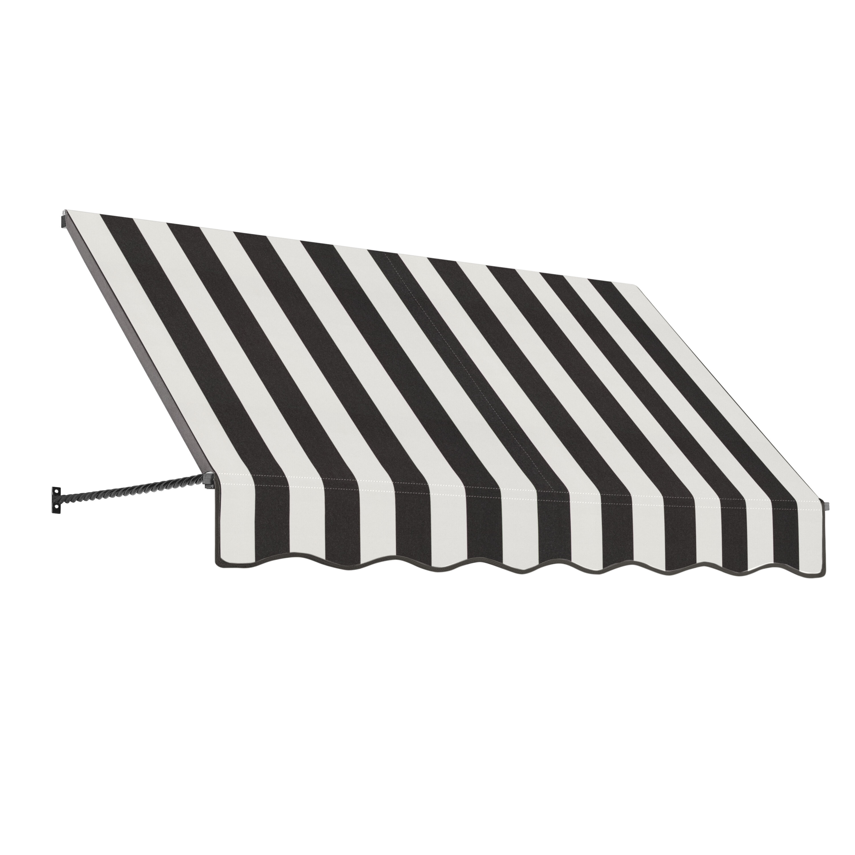 Awntech SANT32-L-6KW Santa Fe 76.5-in Wide x 24-in Projection x 44-in Height Fabric Black/White Stripe Striped Fixed Window/Door Awning
