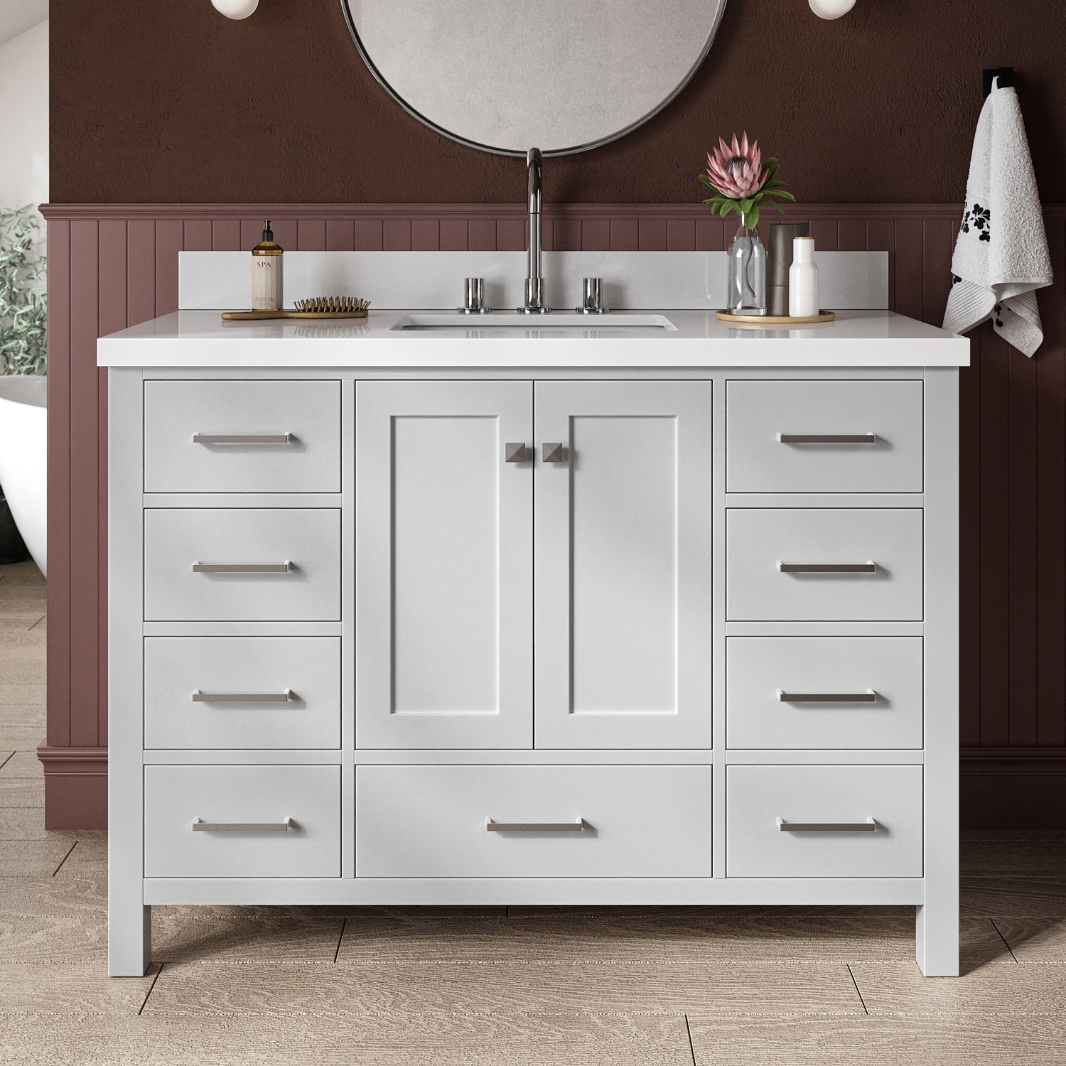 ARIEL A049SWQRVOGRY Cambridge 49-in Gray Undermount Single sink Bathroom Vanity with Pure White Quartz Quartz Top