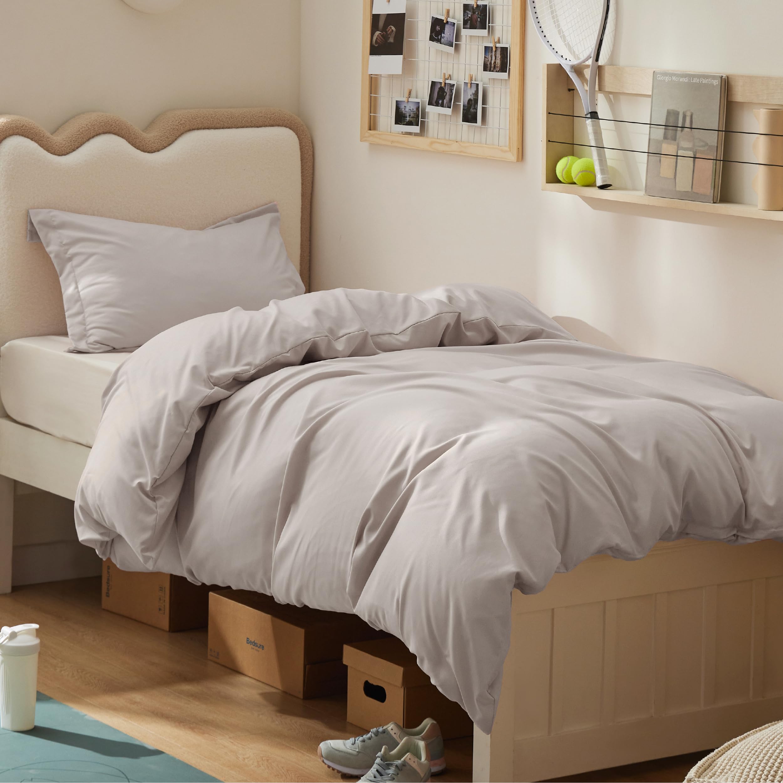 Bedsure 68x90 Twin 3-Piece Beige Duvet Cover Set