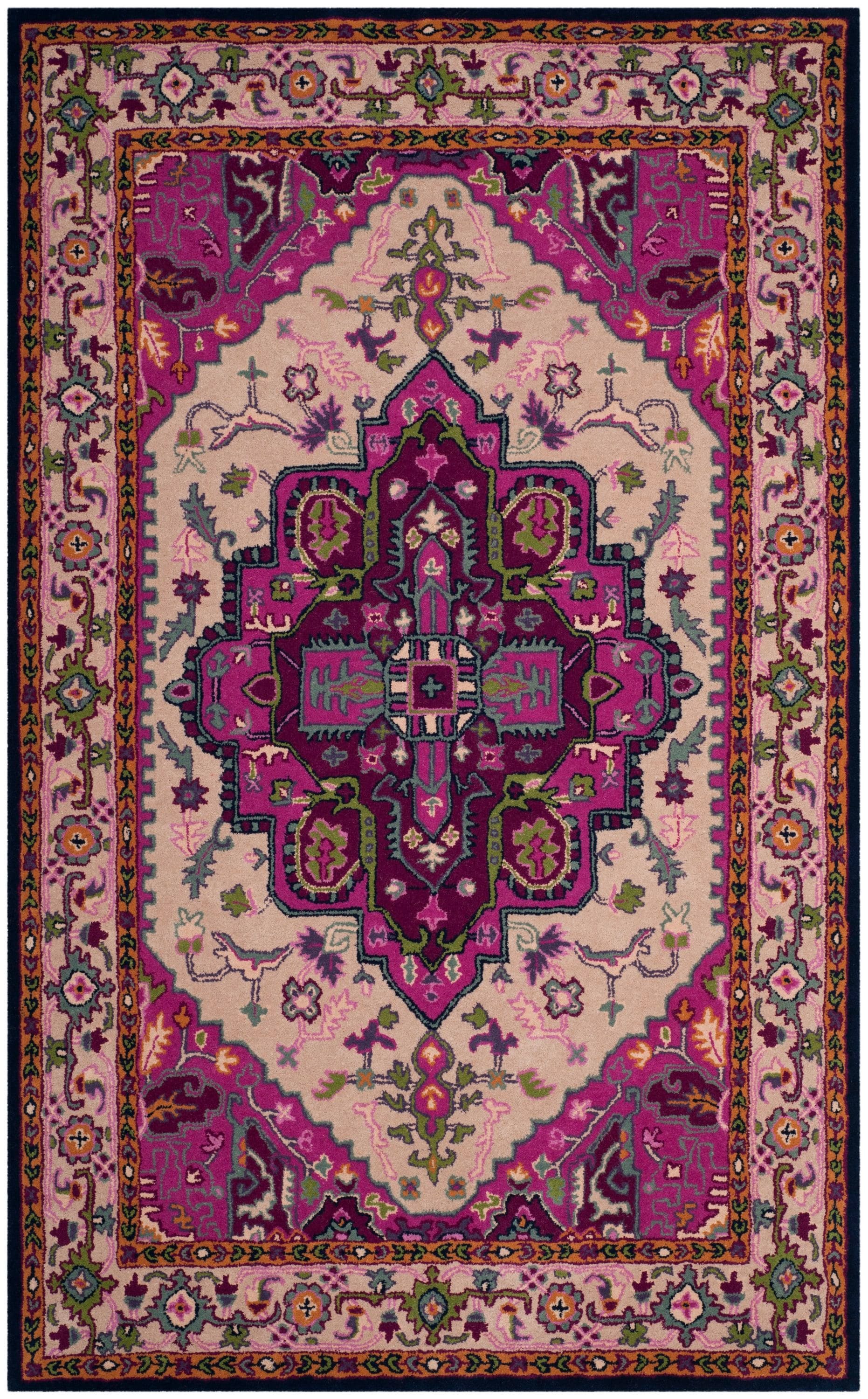 Safavieh BLG541A-6 Bellagio Elche 6 x 9 (ft) Tufted Wool Ivory/Pink Rectangular Indoor Floral/Botanical Oriental Area rug
