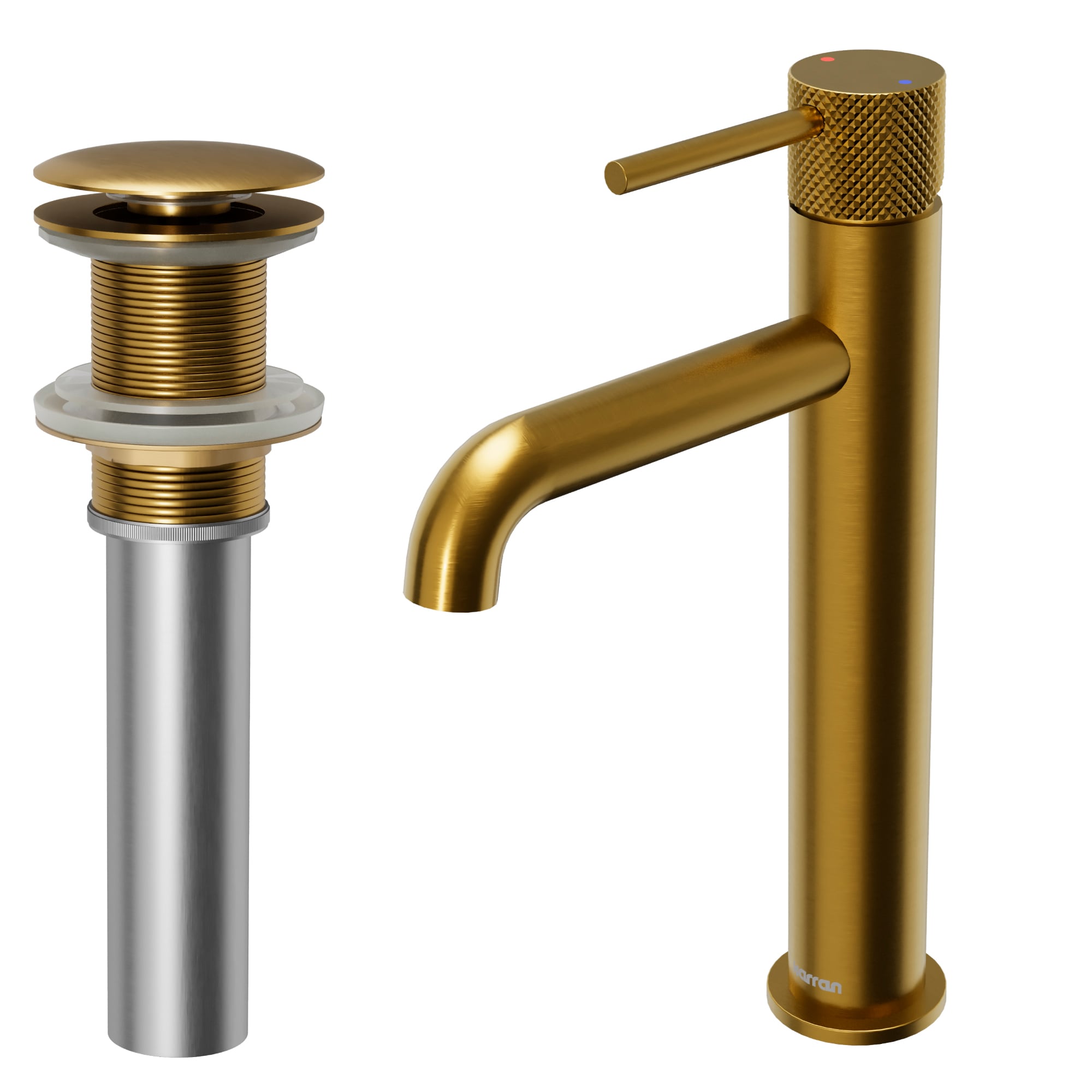 Karran KBF462G Tryst Gold Vessel 1-handle WaterSense Low-arc Residential Handle Bathroom Sink Faucet with Drain