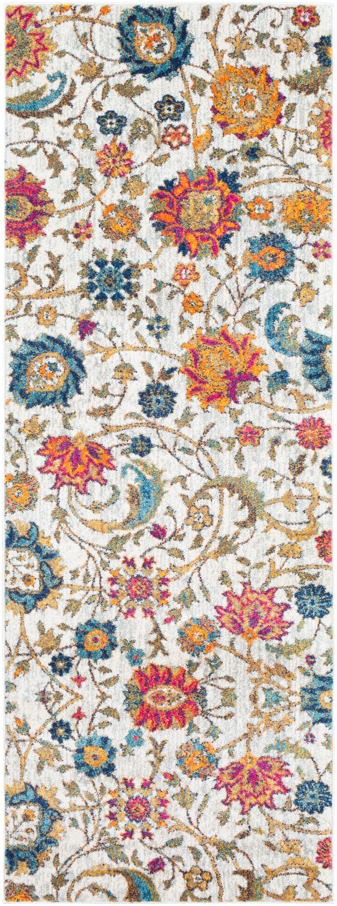 Livabliss HAP1074-2773 Harput 2 x 8 (ft) Polypropylene Gray Rectangular Indoor Floral/Botanical Runner rug