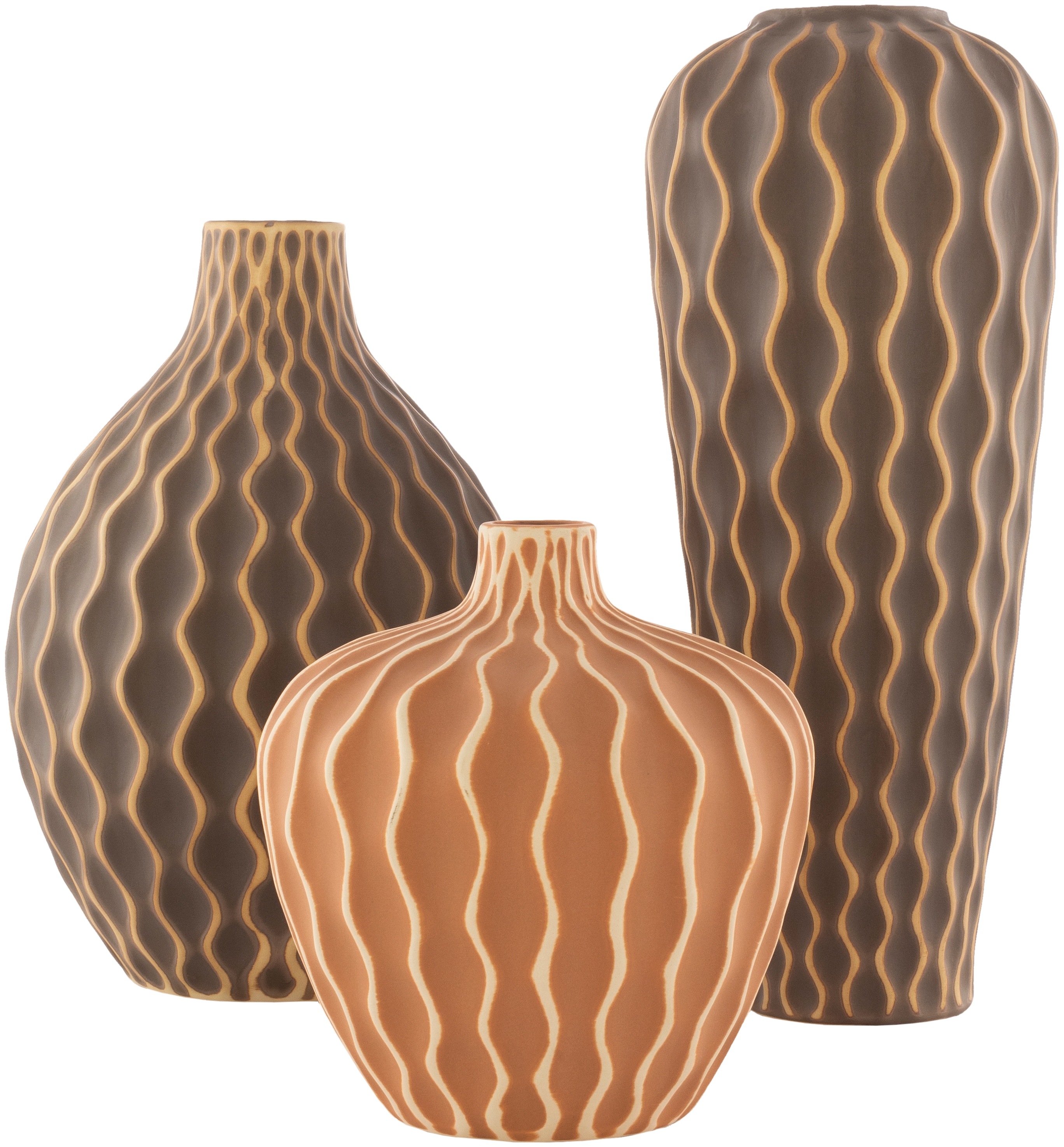 Livabliss WVS001-SET Brown Ceramic Modern Vase