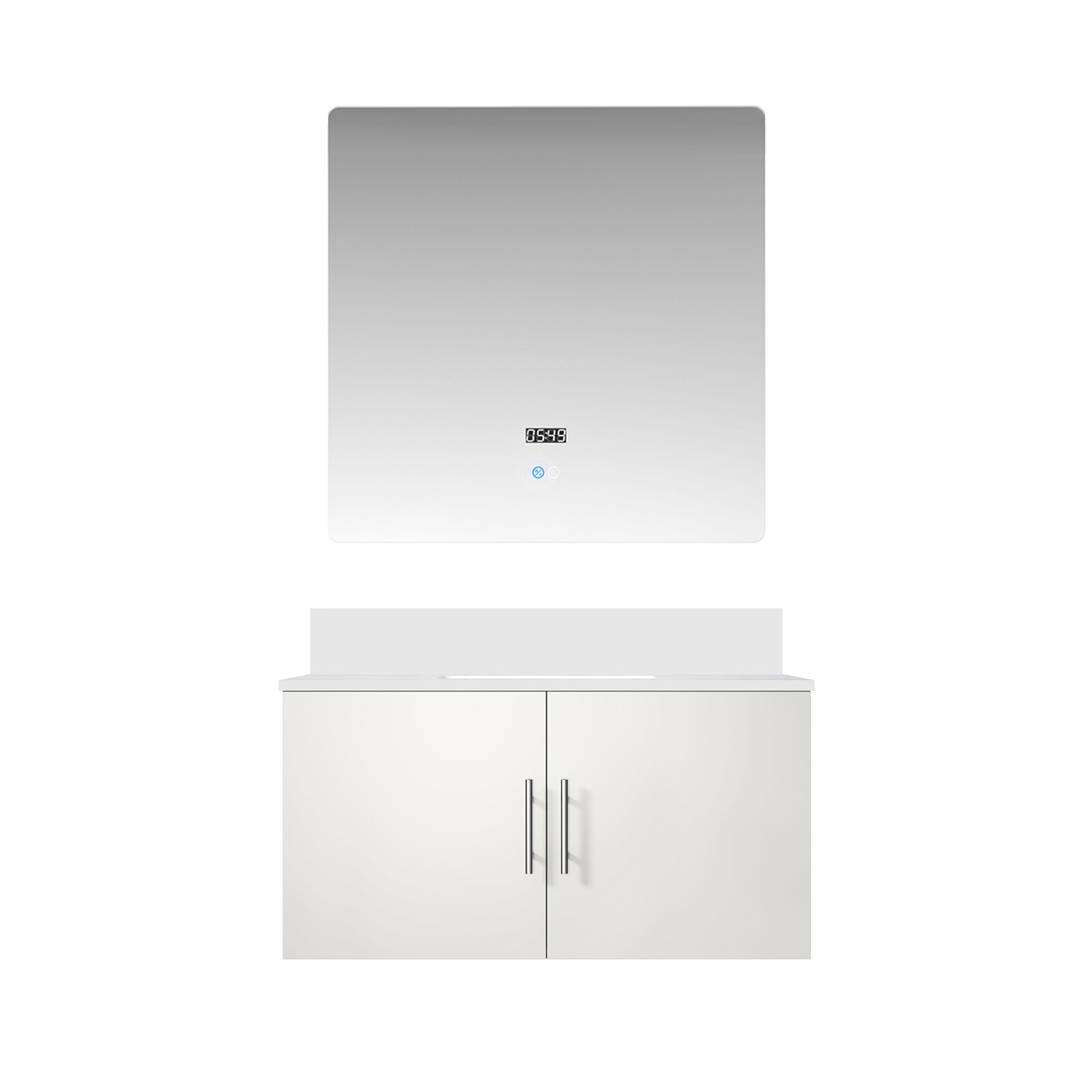 Lexora LVG36SM310 Geneva 36-in Glossy White Undermount Single Sink Floating Bathroom Vanity with White Cultured Marble Top (Mirror Included)