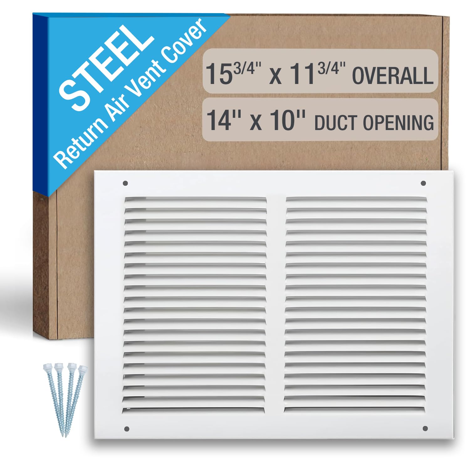 Adrinfly  14 x 10 Inch Duct Opening Return Air Vent Cover Louvered Steel HVAC Grille for Wall and Ceiling White Powder Coated Rust Resistant