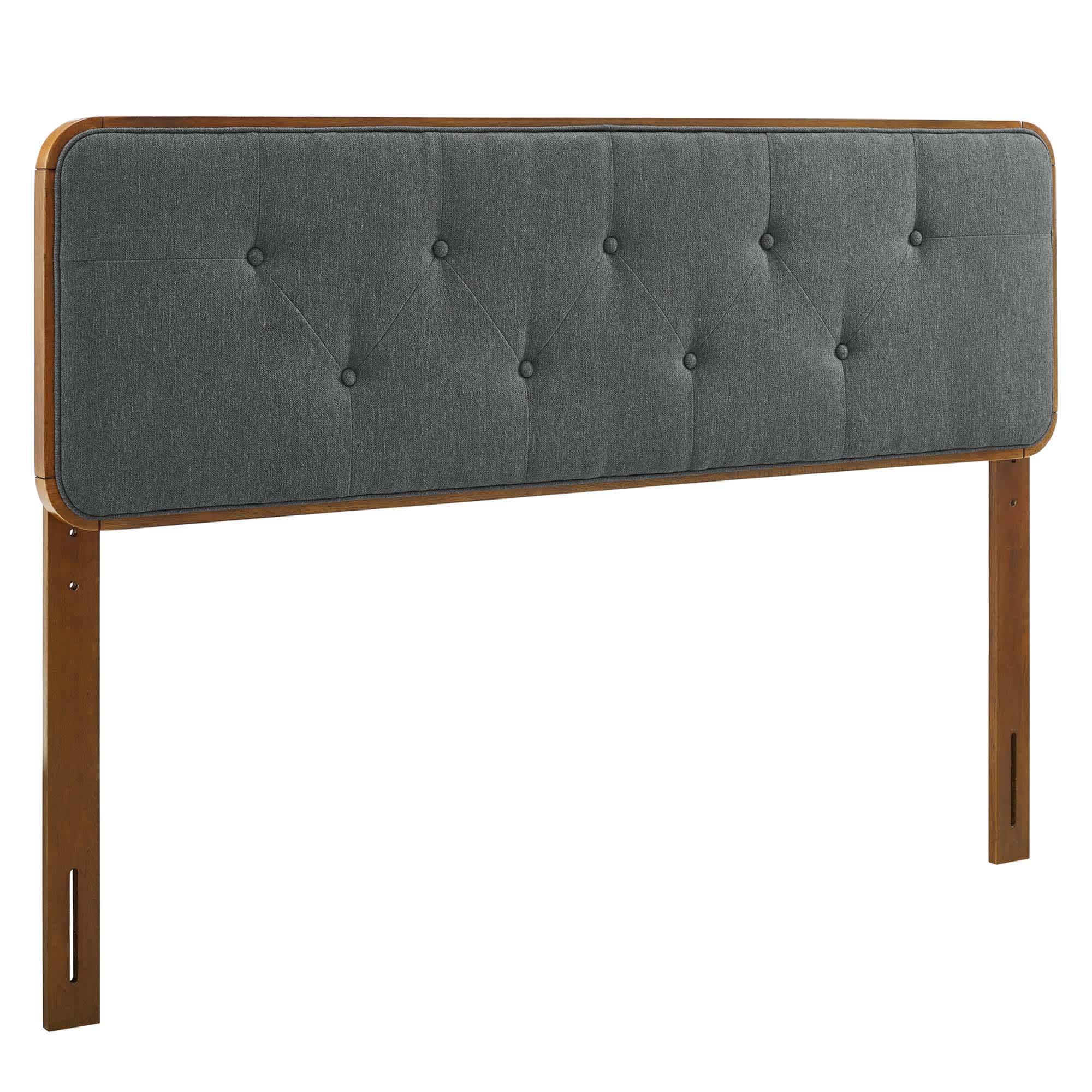 Modway -  Collins Tufted Fabric and Wood King Headboard in Walnut Charcoal