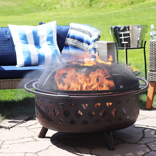 Wood Burning Fire Pits, Sunnydaze Foldable Fire Pit Cooking Grill Gratered Steel