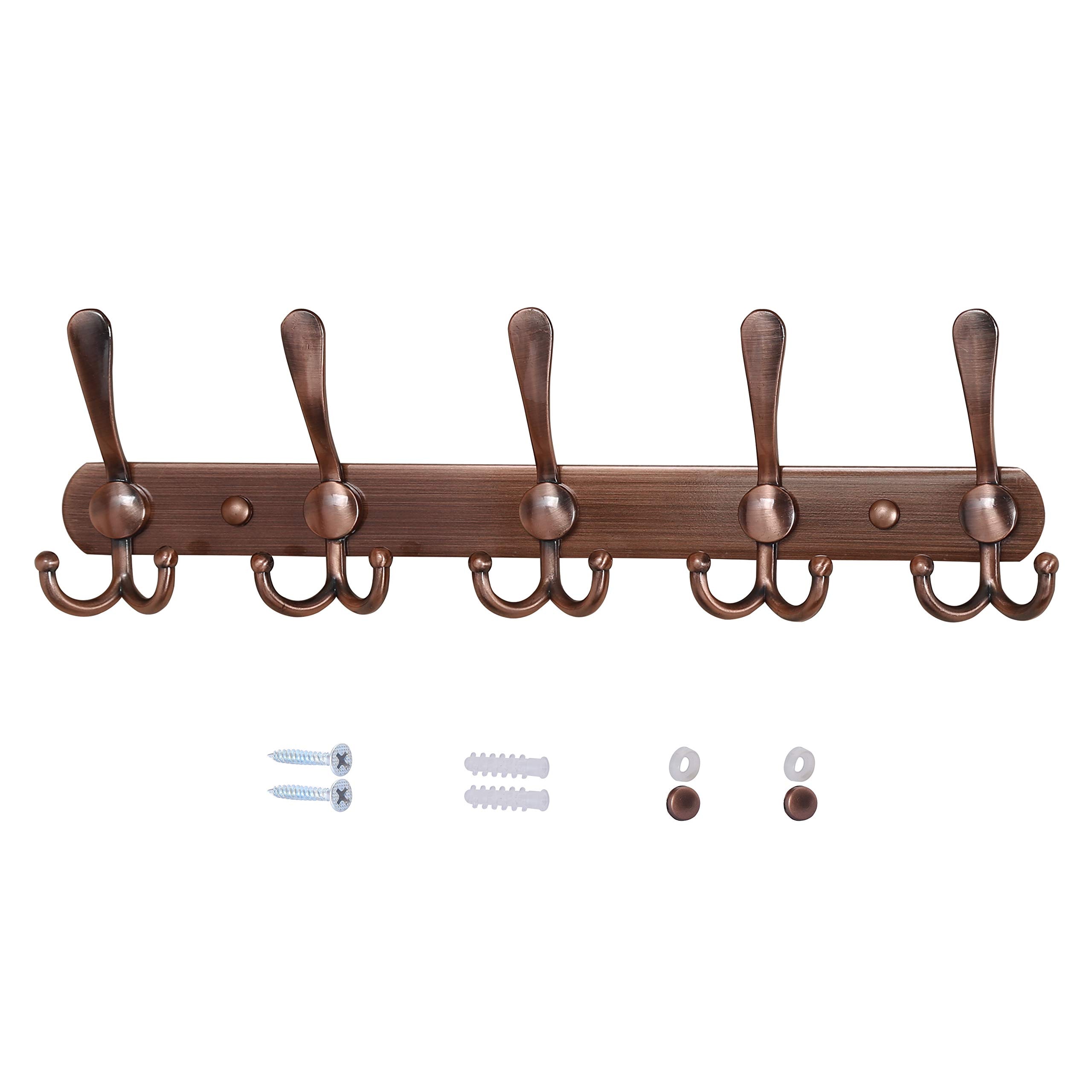 Lovav Antique Copper 16in Wall Mounted Coat Rack Hooks Heavy Duty Stainless Steel Multi Purpose Hanger for Entryway Mudroom Bathroom