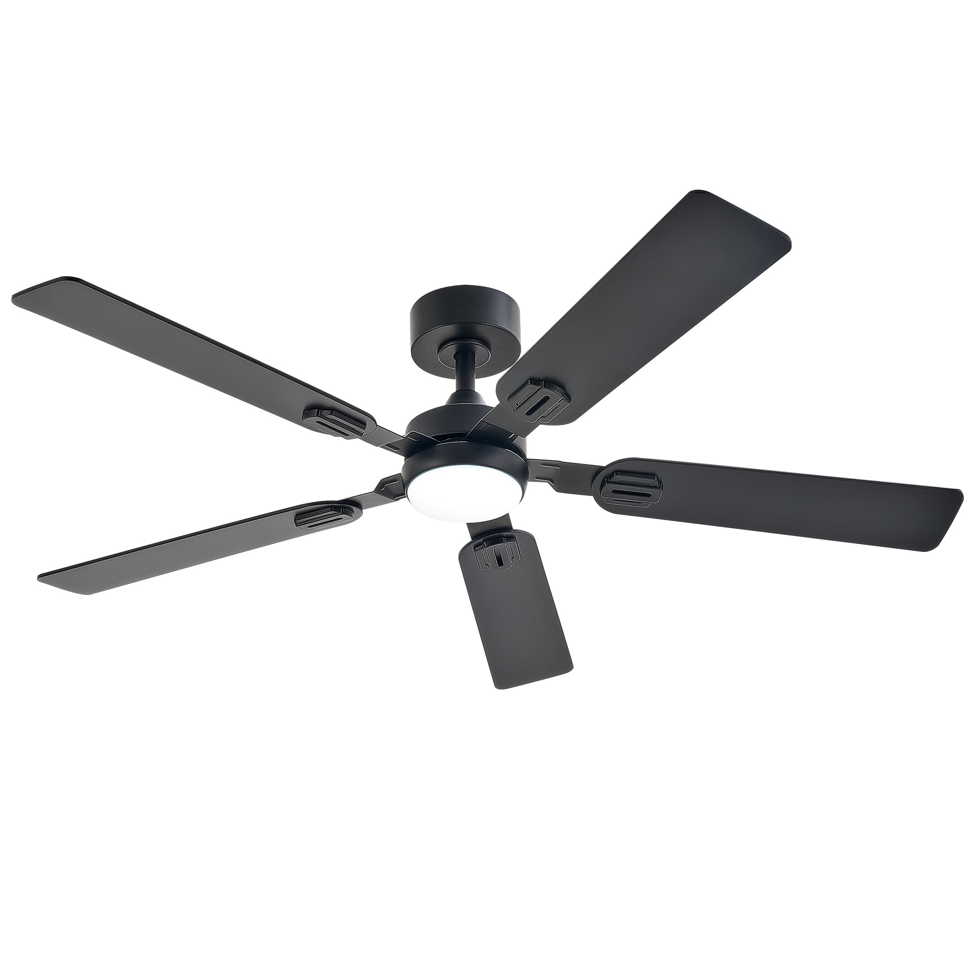 CO-Z CFN-1318-BK 52-in Color-Changing Integrated LED Matte Black with Black and Walnut Blades Ceiling Fan With Light - Remote Included ( 5 -Blade )