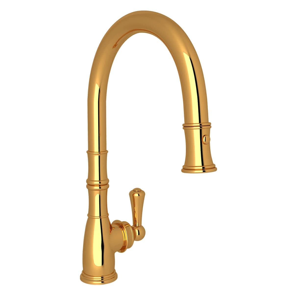 Rohl U.4744EG-2 Georgian Era 1.8 GPM Deck Mount Pull-Down Kitchen Faucet in English Gold with Lever Handle