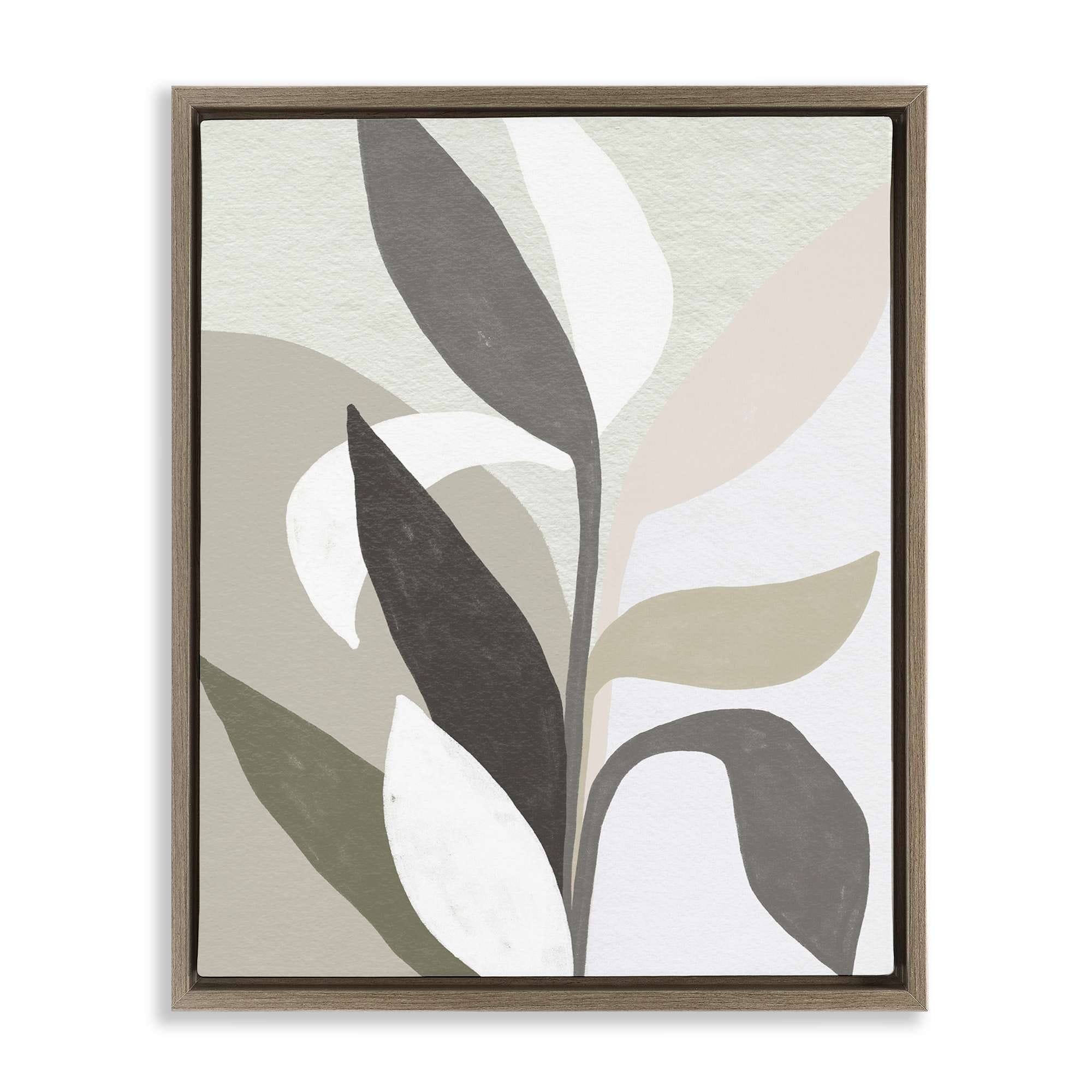 Stupell Industries BS-372-FFE-24X30 Soft Modern Organic Leaves Floating Frame design by June Erica Vess