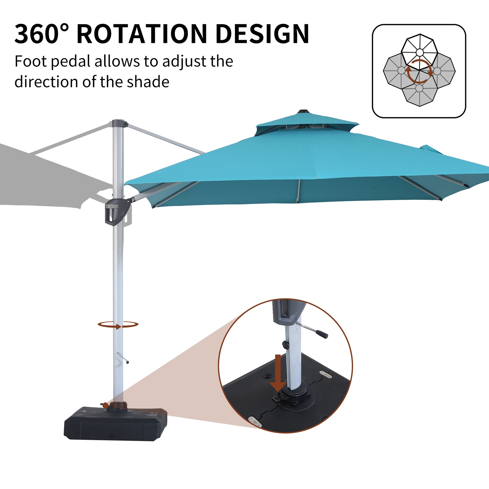 Mondawe 10-ft Aluminum Blue Cantilever Patio Umbrella 21350RDLE-SM at ...