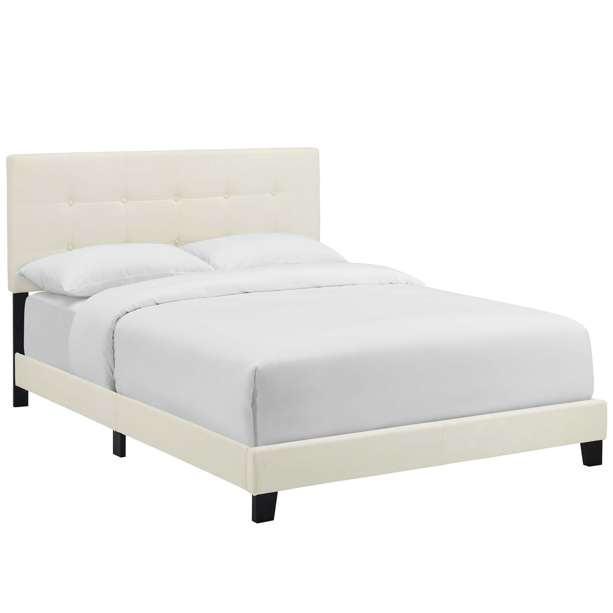  Amira Performance Velvet King Bed in Ivory