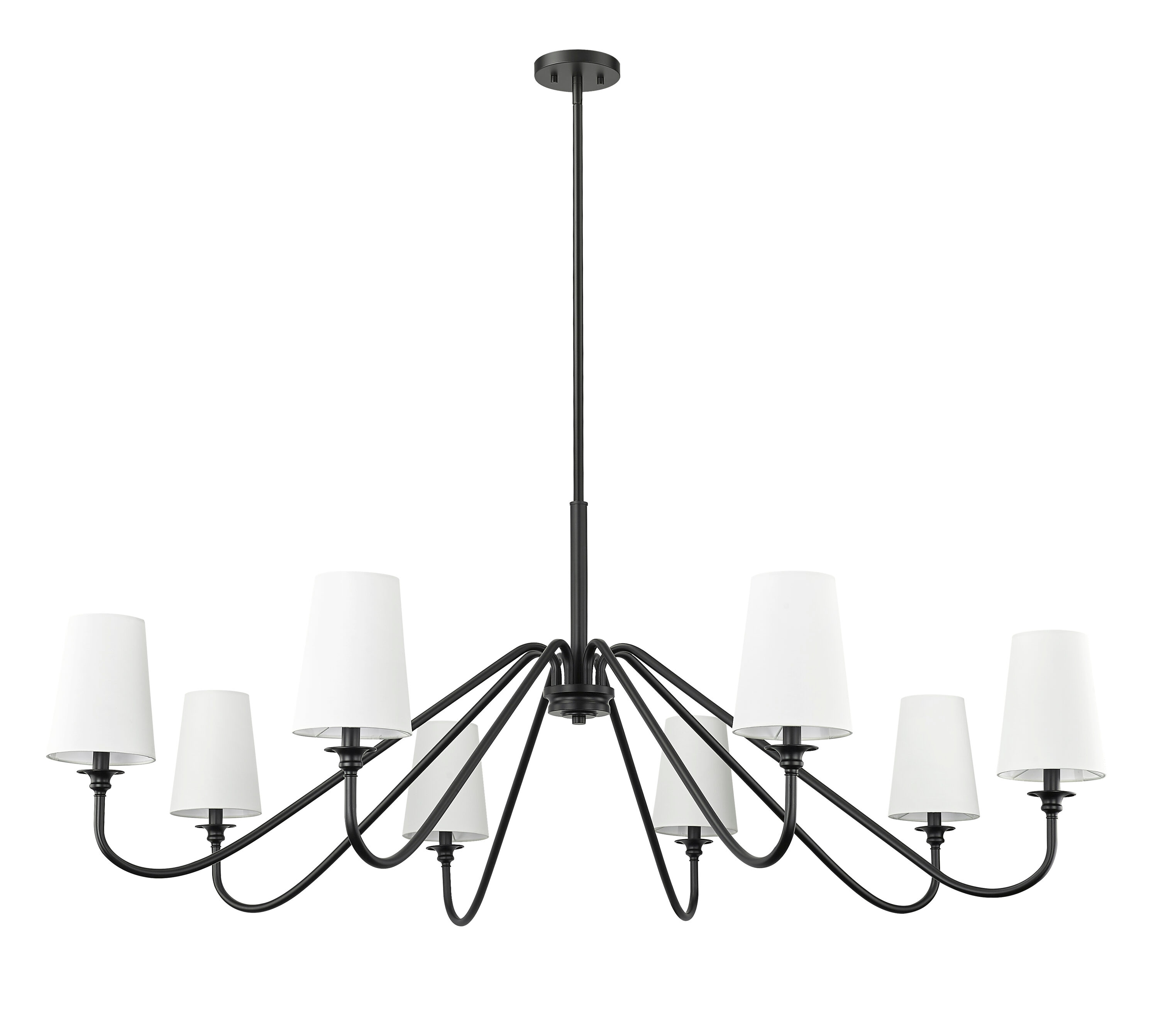 Gianna Matte Black 8-Light Chandelier with White Shades