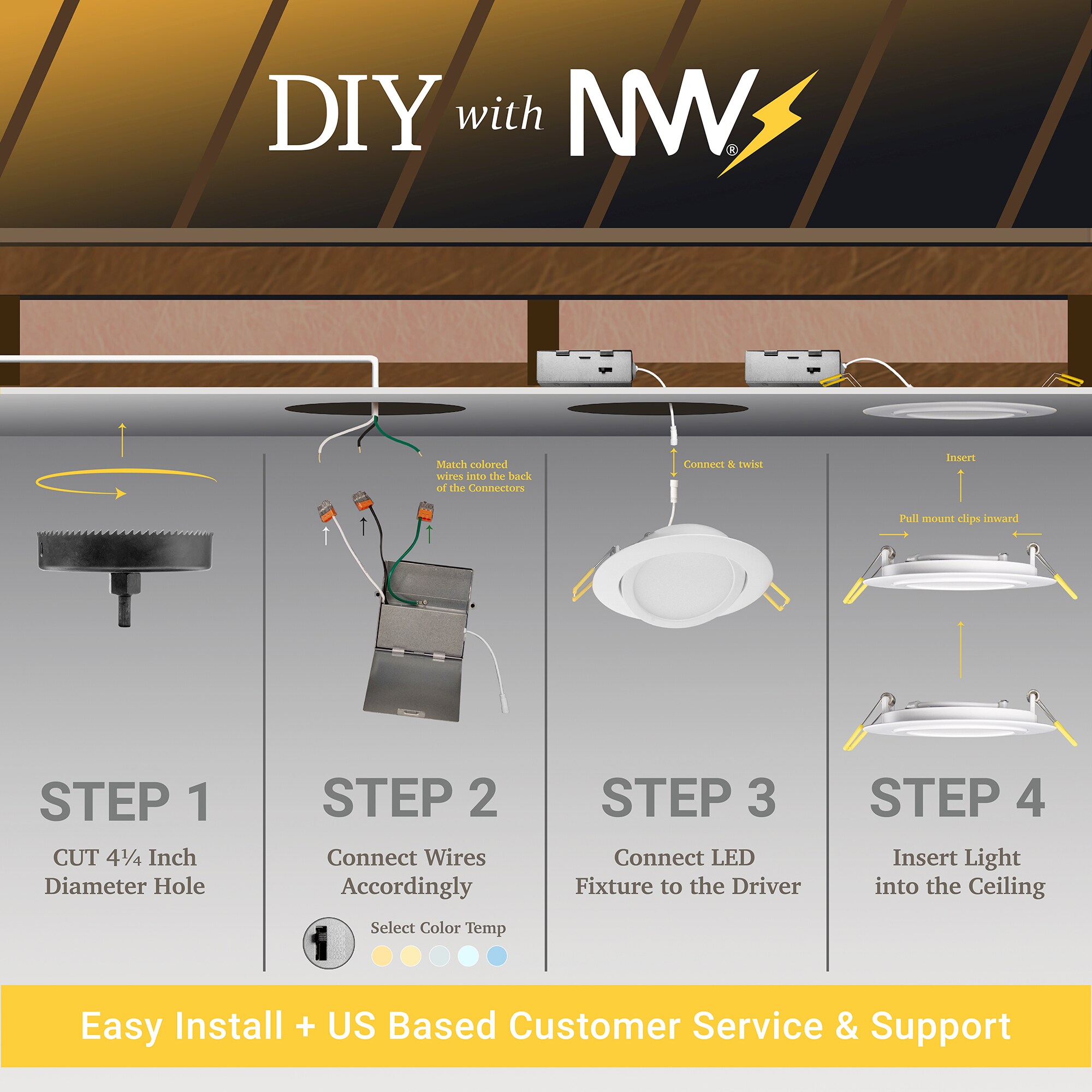 NuWatt 4" White Aluminum Dimmable LED Recessed Light Kit, Energy Star