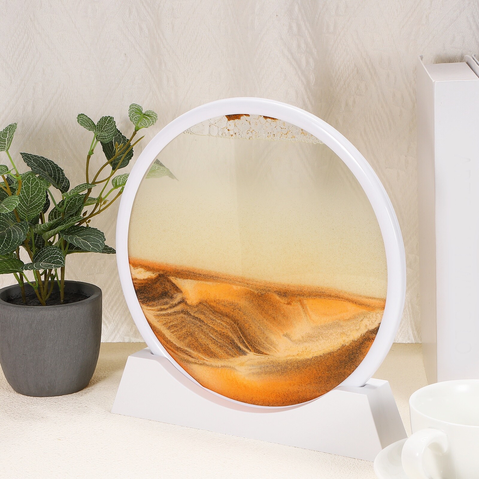 Unique Bargains Moving Sand Art Picture 12 Inch Round Tempered Glass 3D ...