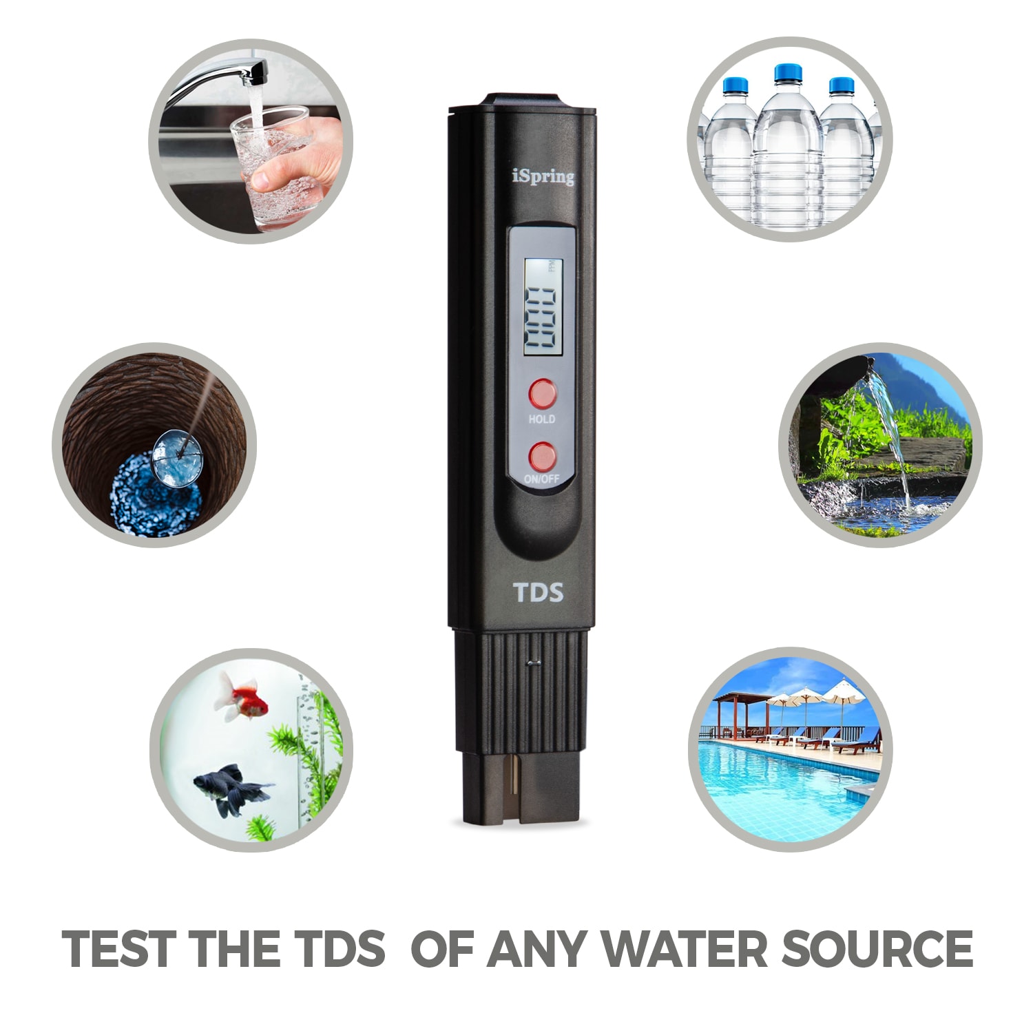 iSpring 2-Button Digital TDS Meter with Backlit LCD Water Test Kit in the  Water Test Kits department at