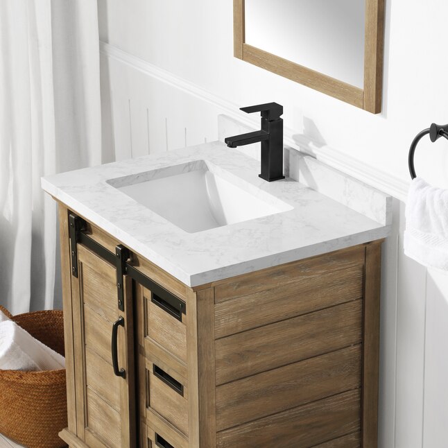 Ove Decors Edenderry 30 In Rustic Almond Undermount Single Sink Bathroom Vanity With White Engineered Marble Top The Vanities Tops Department At Com - 30 Inch Bathroom Sink Tops Uk